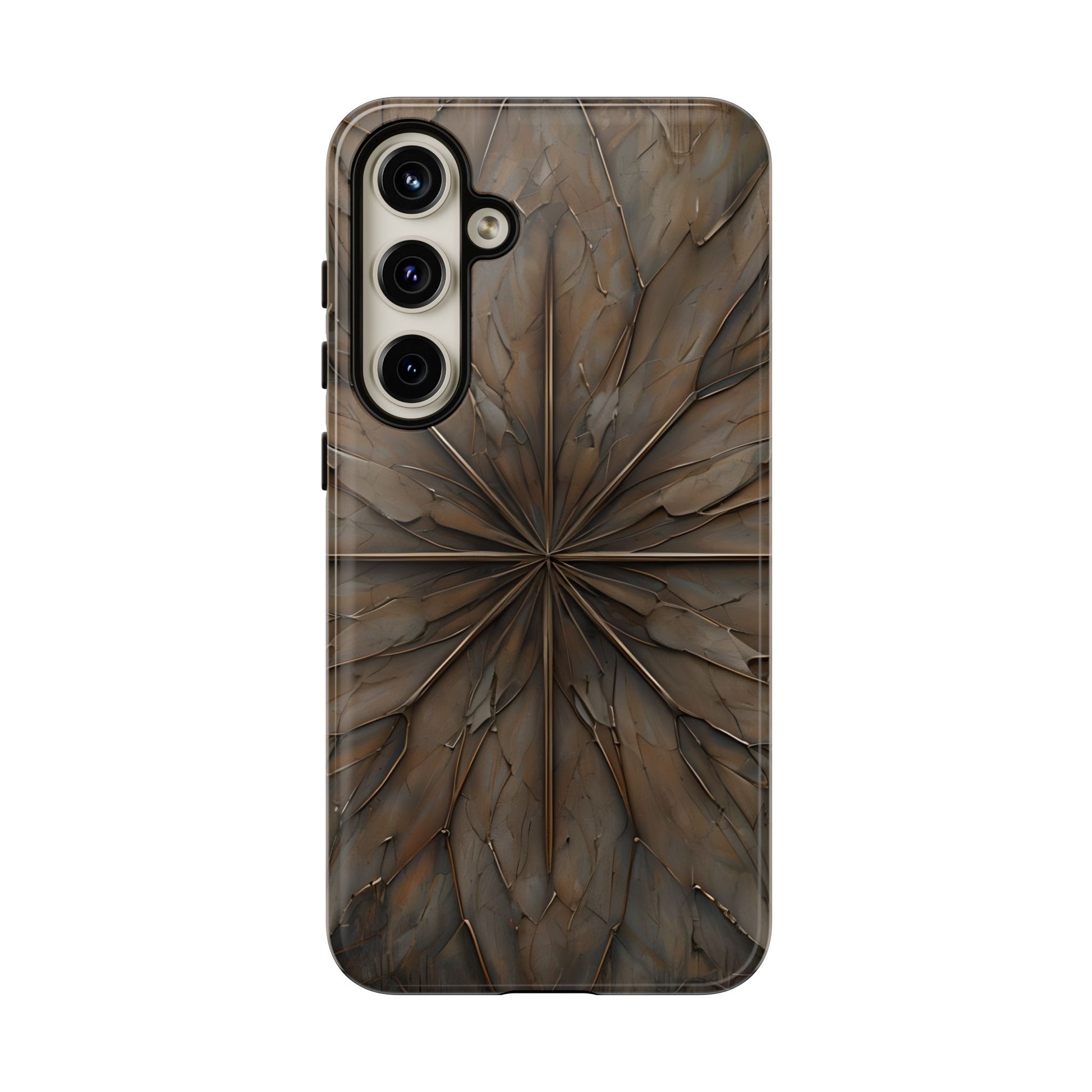 Earthstone Mandala - Kaleidoscope Collection Artistic Taupe Burst - Samsung Galaxy S24 Plus Tough Phone Case
