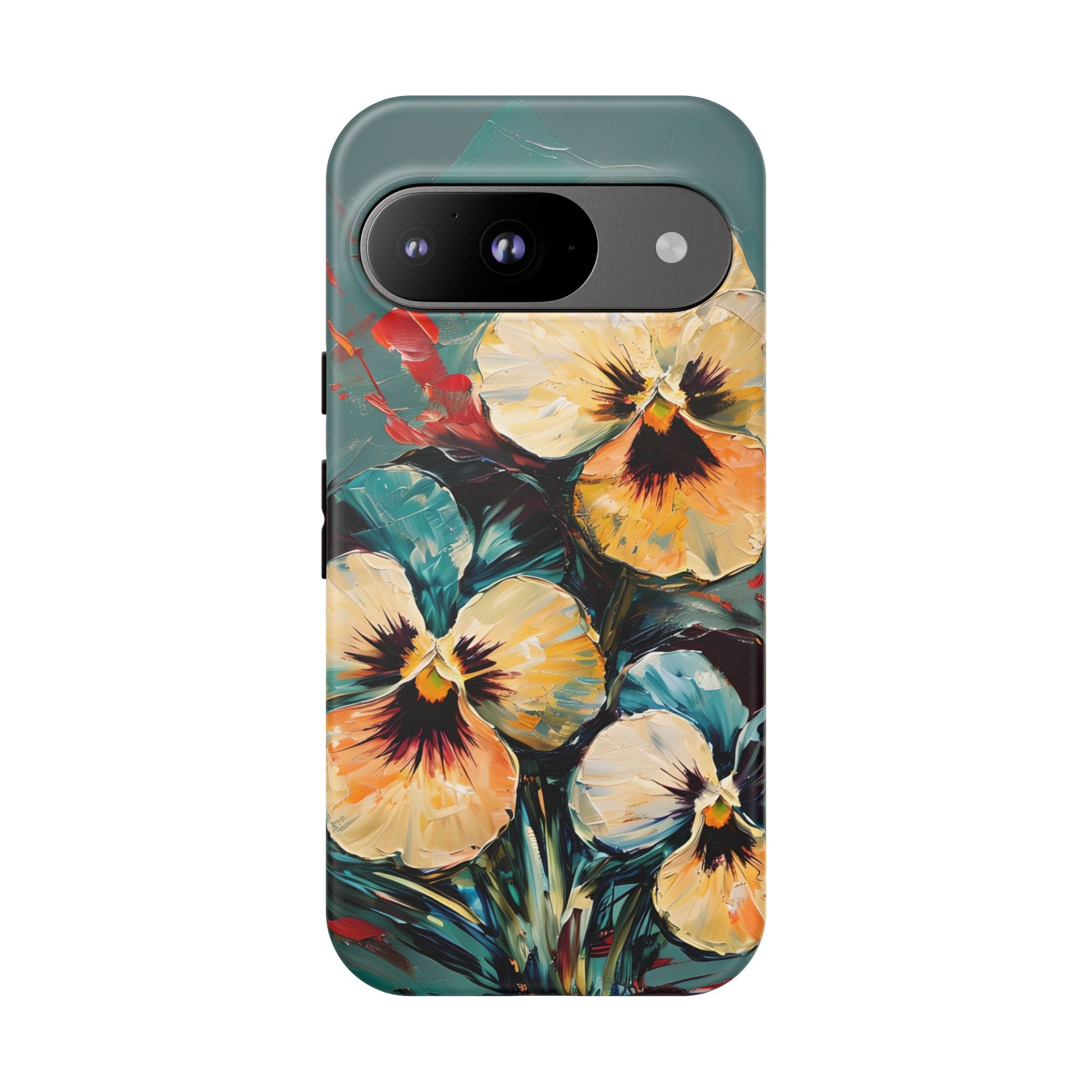 Golden Pansy Cascade Tough Case for Google Pixel 9- Floral Artistic Shockproof Cover, Elegant Protective Phone Case