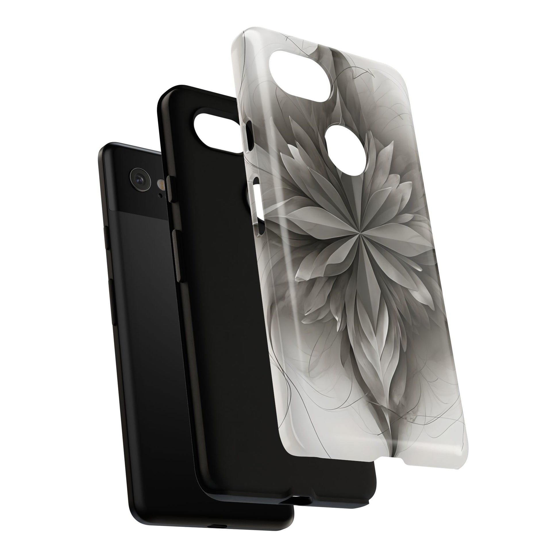 Silver Lotus - Elegant Monochrome Floral Google Pixel 2XL Tough Phone Case - Modern Lotus Design