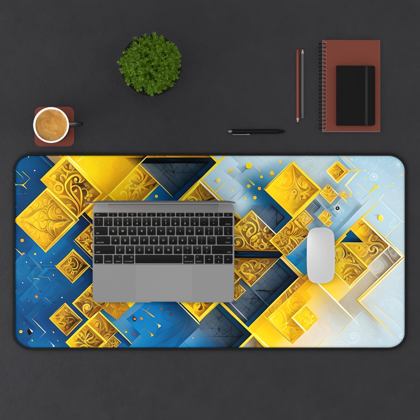 Golden Ascent Desk Mat - Premium Office Desk Pad, 3 Sizes Available, Artistic Workspace Protection