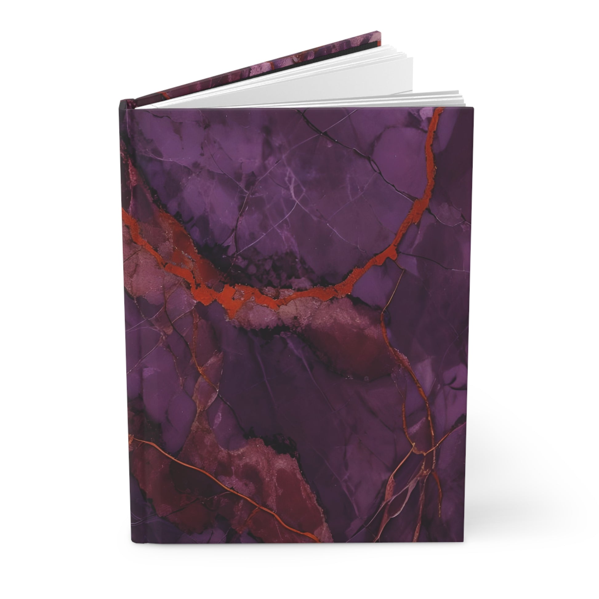 Amethyst Current hardcover journal showing rich amethyst marble artwork on the cover