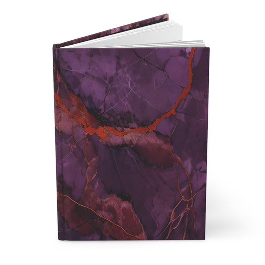 Amethyst Current hardcover journal showing rich amethyst marble artwork on the cover