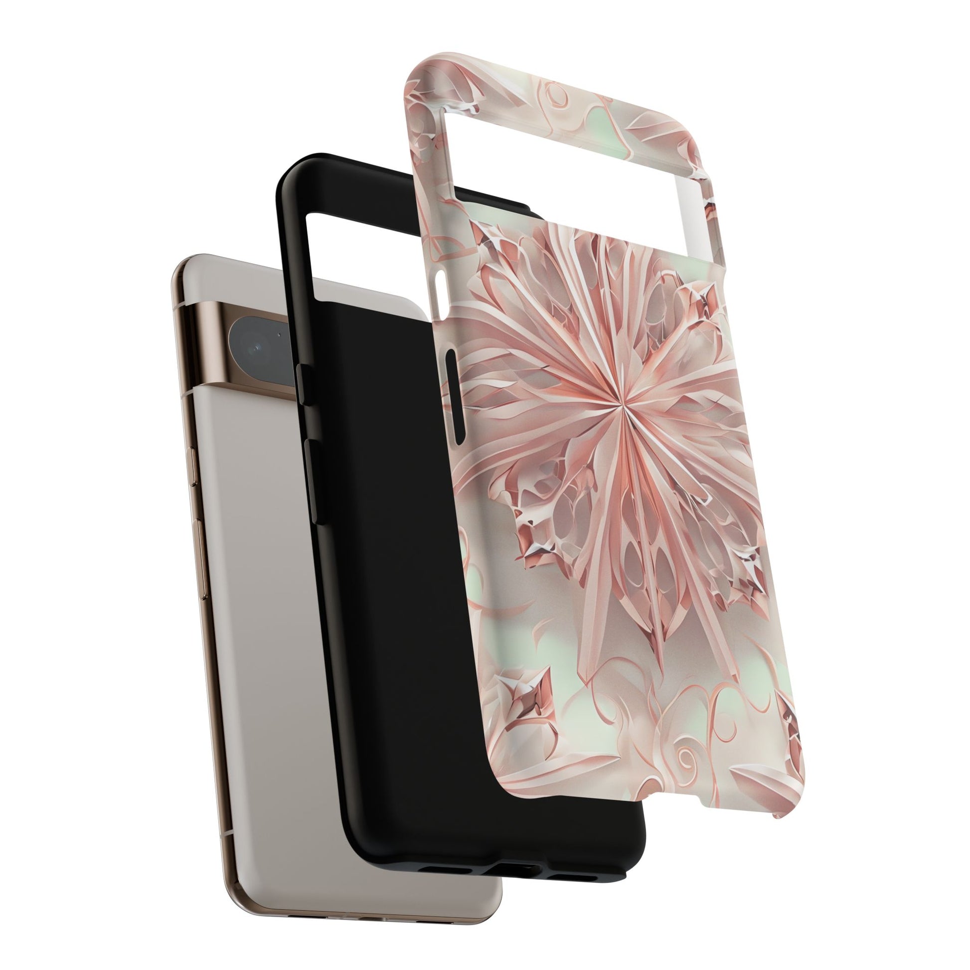 Blush Frost from our Kaleidoscope Collection - Google Pixel 8 Pro tough case - Soft Pink Geometric Floral Design