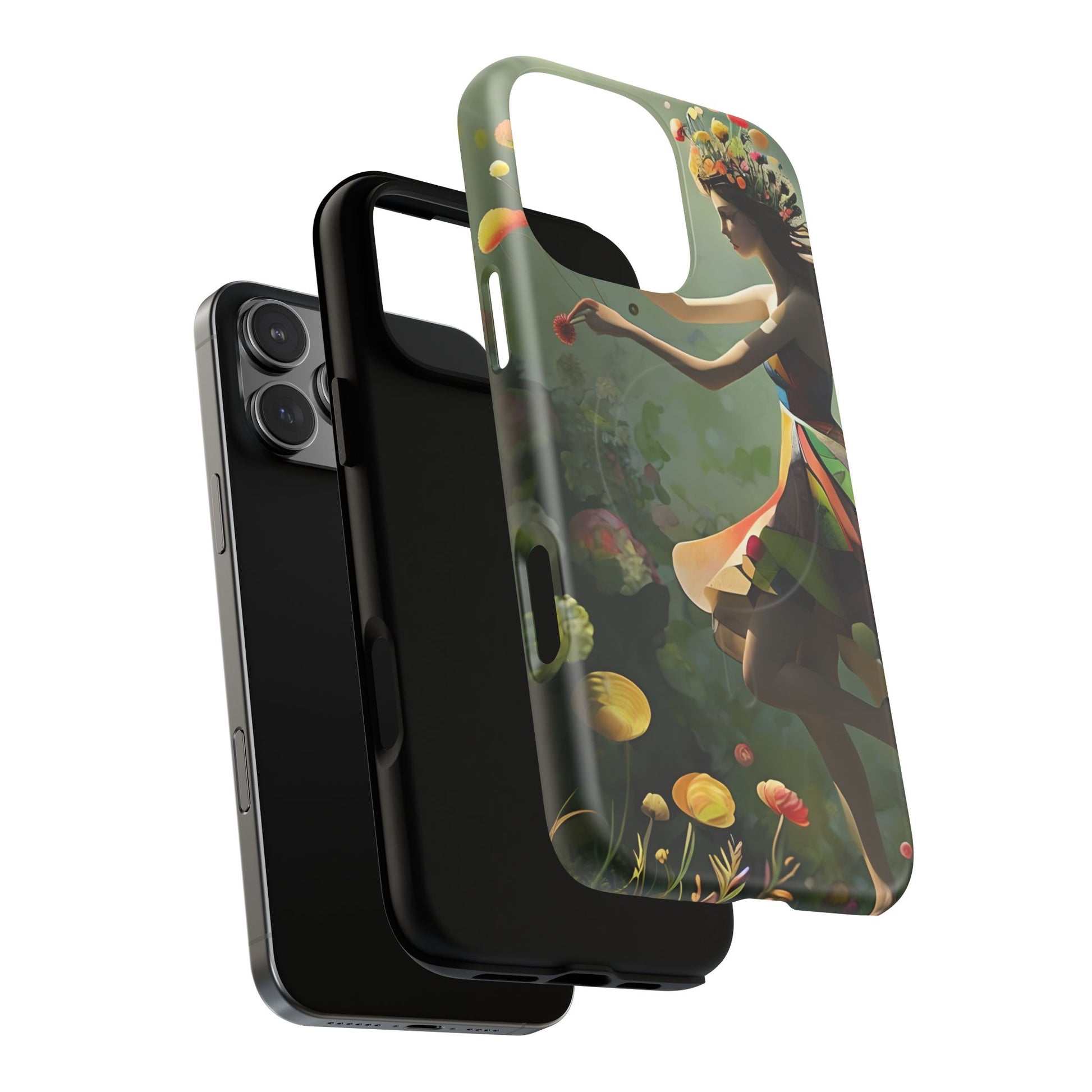 Dancing Wildflower Muse iPhone 16 Pro Max - Artistic Floral Fantasy Cover - MagSafe Compatible - Whimsical Nature-Inspired Protective Accessory
