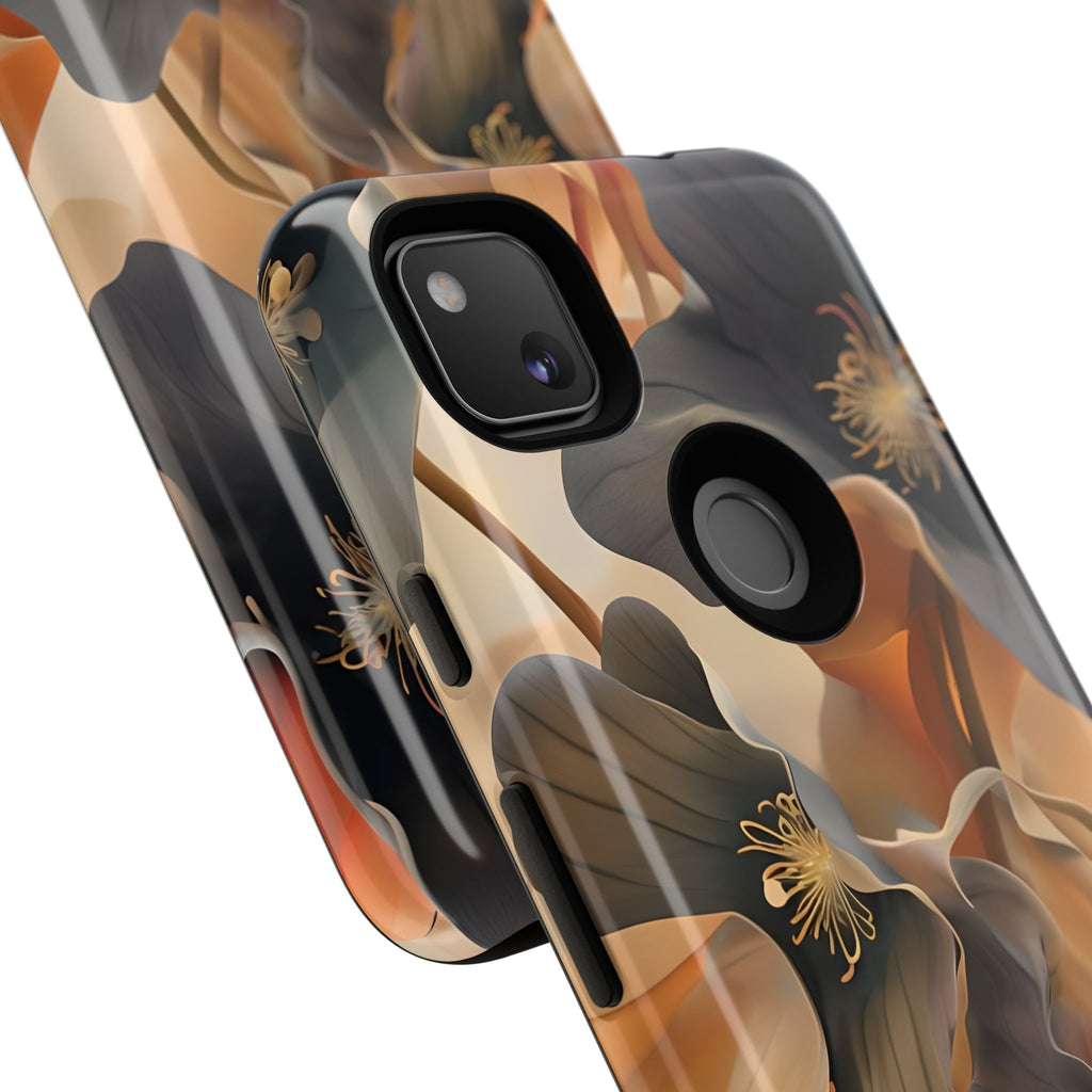 Autumn Ember - Moody Floral Art Google Pixel 4 4a Tough Phone Case - Warm Earthy Botanical Design