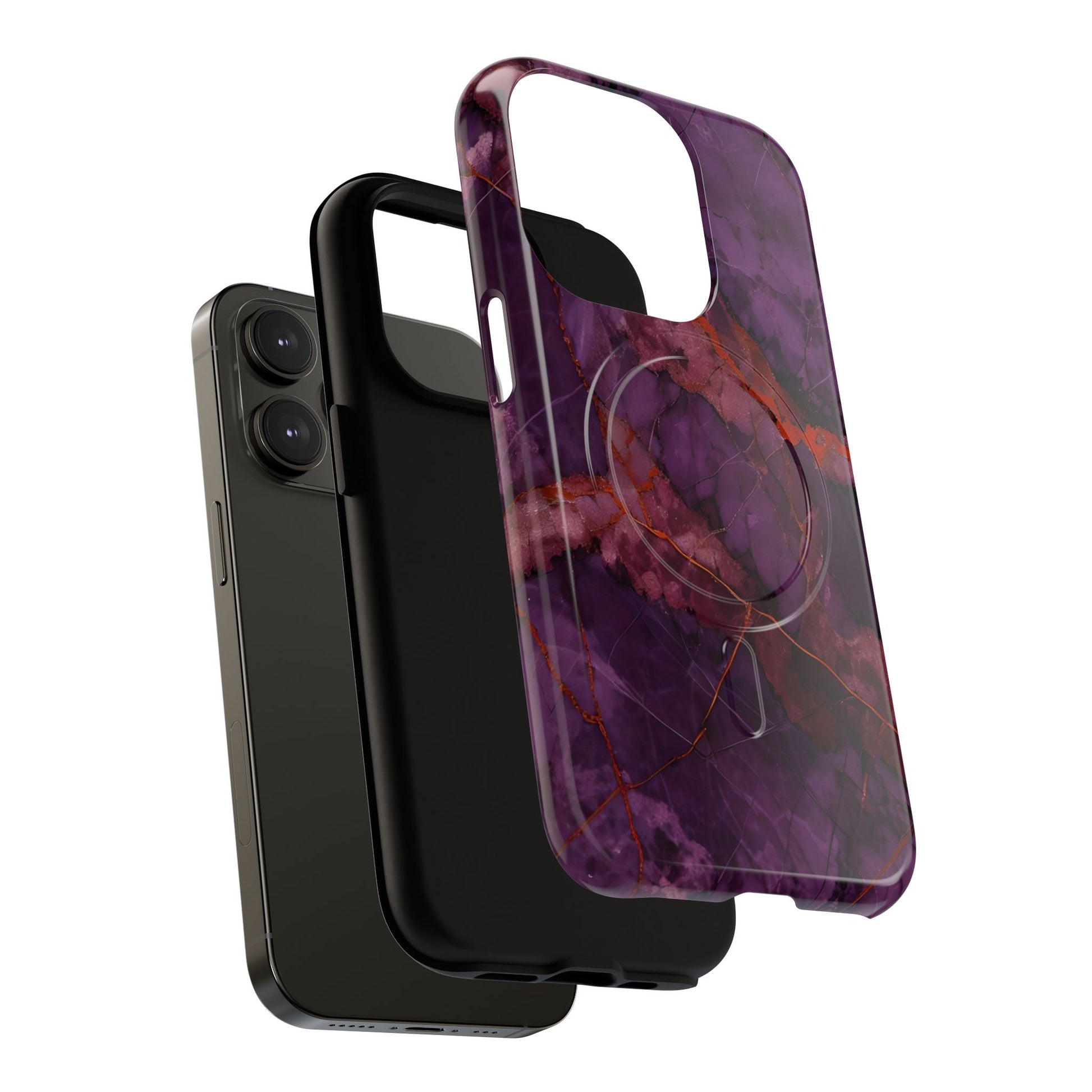 Amethyst Current - Kaleidoscope Collection Artistic Floral Burst - iPhone 14 Pro MagSafe Phone Case - Bold Purple Symmetrical Design