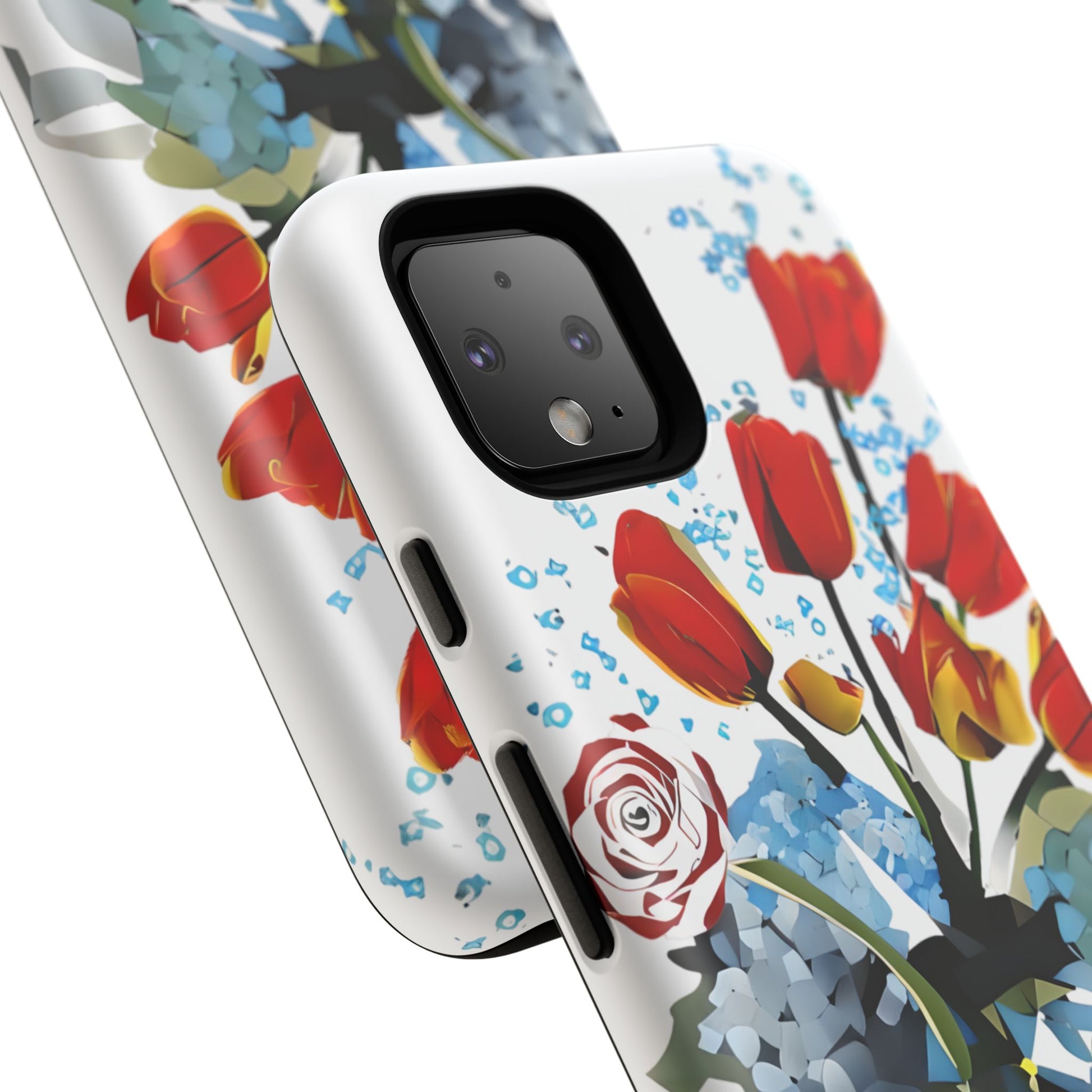Bouquet Brilliance - Artistic Floral Google Pixel 4 Tough Phone Case - Vibrant Tulip, Rose & Hydrangea Design