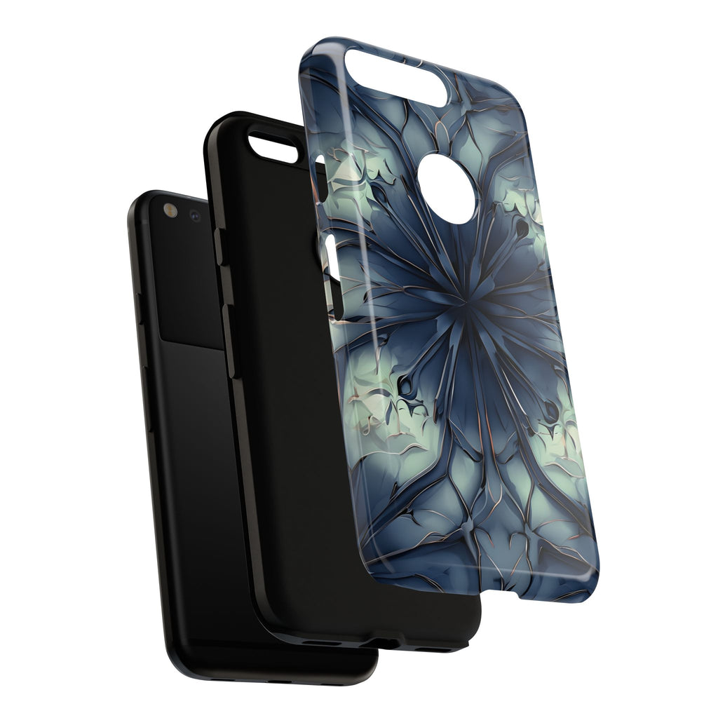 Indigo Mosaic - Artistic Kaleidoscope Collection Artistic Floral - Google Pixel Tough Phone Case - Bold Blue Symmetrical Design