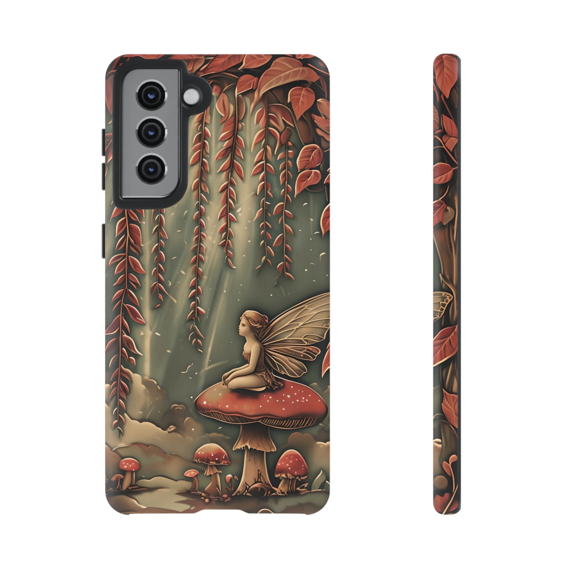 Willow Whisper - Tranquil Nature Art Samsung Galaxy S21 Tough Phone Case - Serene Willow Tree & Meditative Figure Design
