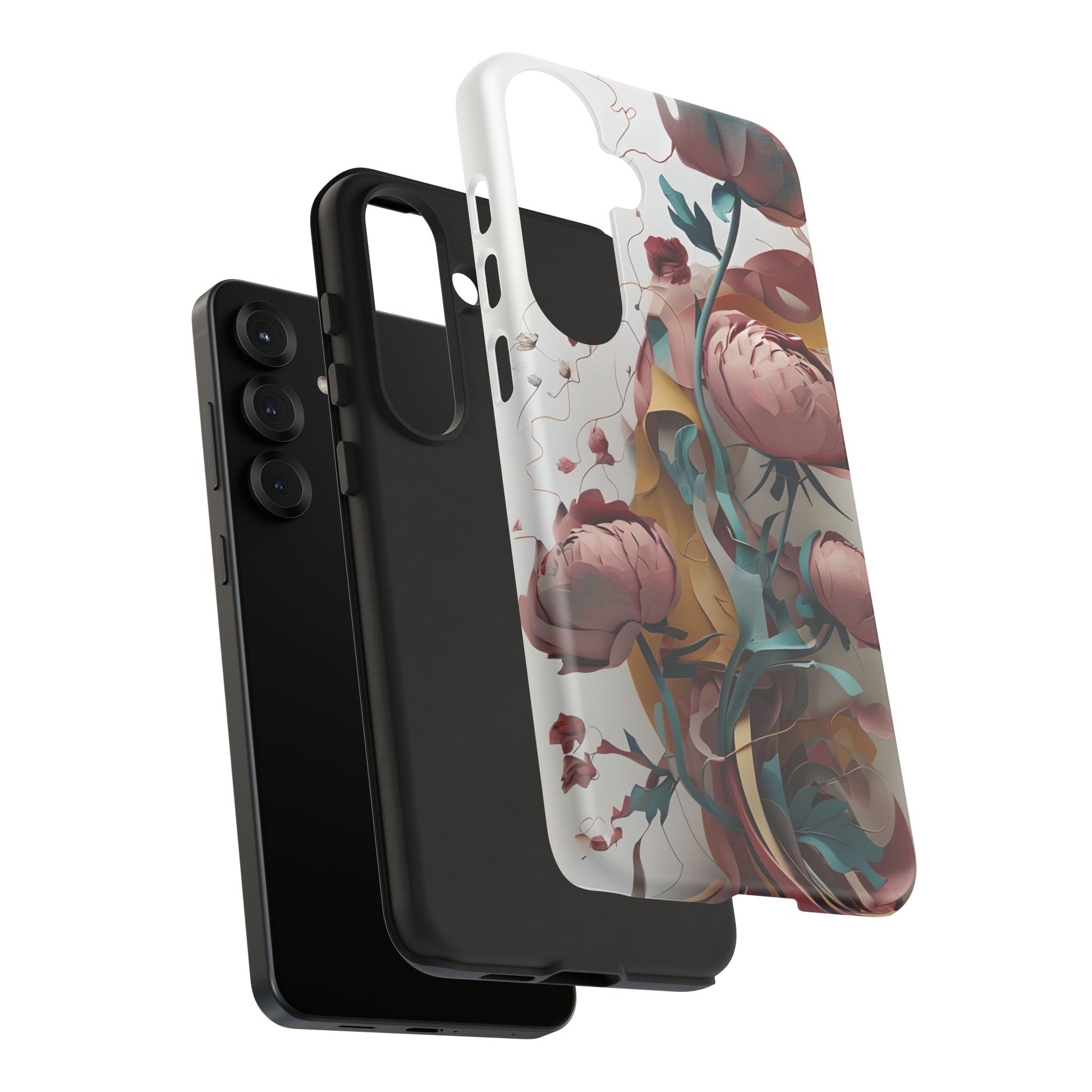 Blushing Peony Veil - Elegant Painterly Floral Samsung Galaxy S25 Plus Tough Phone Case - Soft Blush & Teal Peony Design