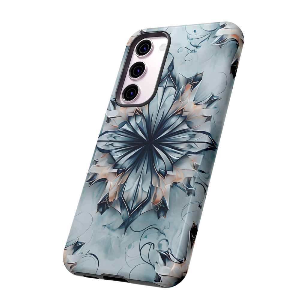 Indigo Mirage - Artistic Kaleidoscope Collection Artistic Floral - Samsung Galaxy S23 Plus Tough Phone Case - Bold Indigo Symmetrical Design