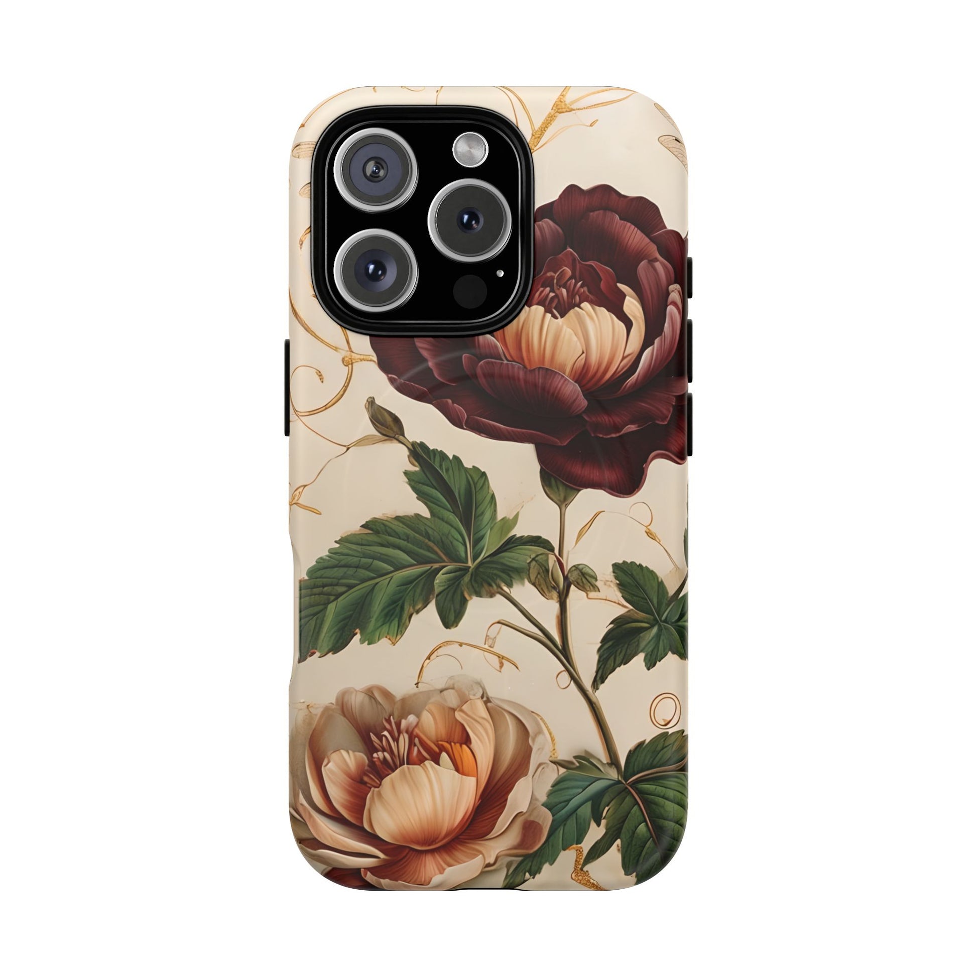 Vintage Burgundy Rose - Elegant Floral iPhone 16 Pro MagSafe Phone Case - Classic Rose Design