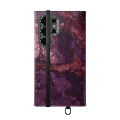 Amethyst Current Wallet Phone Case - Elegant Purple Marble Flip Cover for Samsung Galaxy