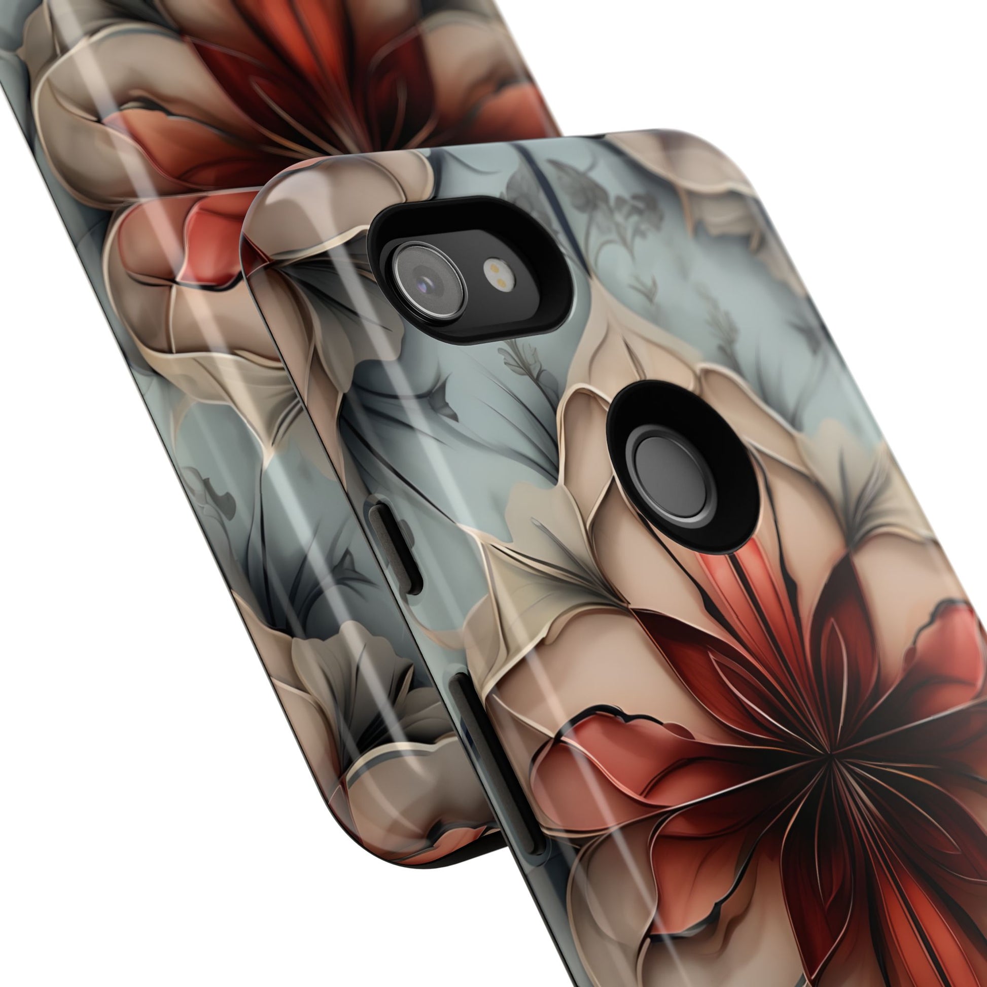Ember Bloom - Kaleidoscope Collection Artistic Floral - Google Pixel 3a XL Tough Phone Case - Fiery Symmetrical Design