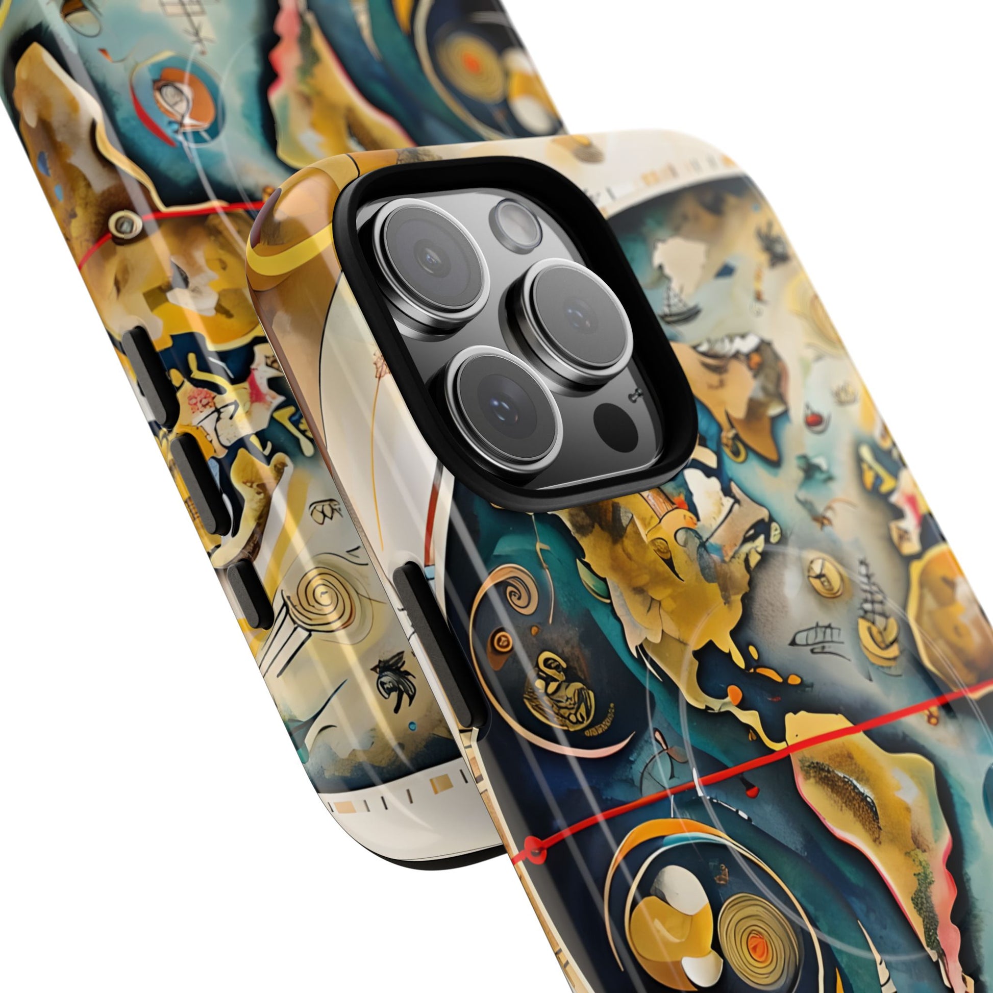 Celestial Map iPhone 16 Pro Max MagSafe Phone Case -Vintage Nautical World Map, Artistic Blue & Gold