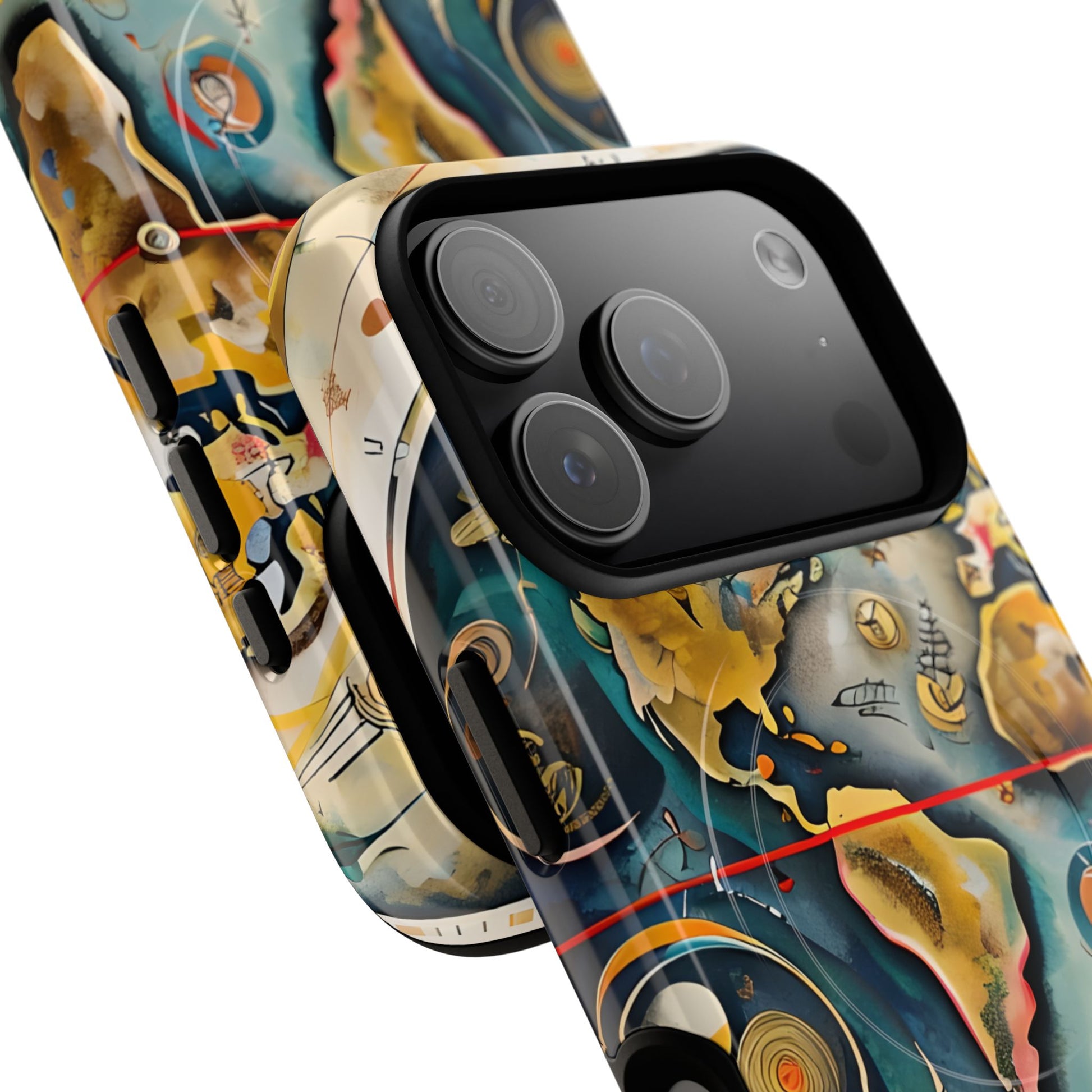 Angled view of Celestial Map vintage astronomy iPhone MagSafe protective case with large camera cutout