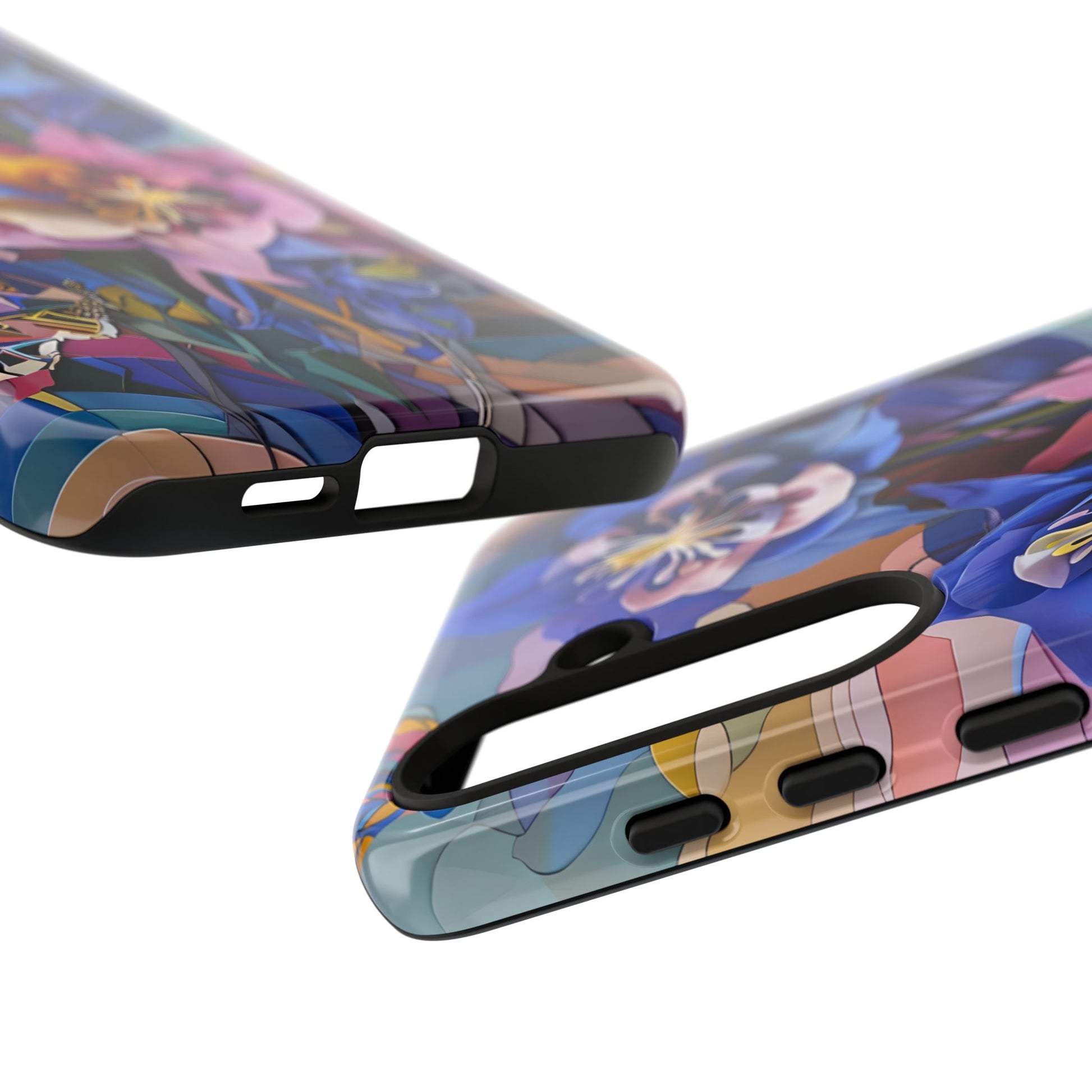Blue Columbine Carnivale - Artistic Floral & Butterfly Samsung S24 Plus Tough Phone Case - Vibrant Botanical Design