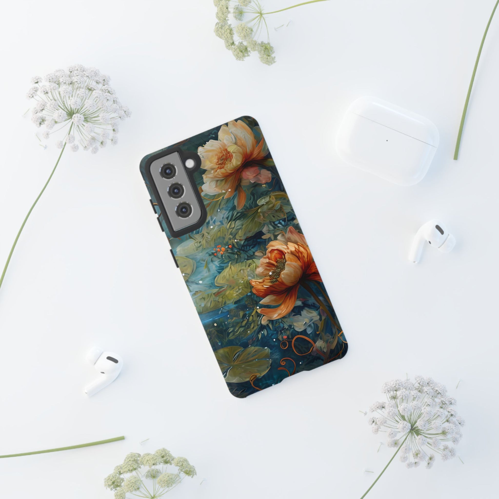 Waterlily Nocturne Samsung Galaxy S21 Case - Artistic Mountain Lake Design, Nature-Inspired Protective Cover, Elegant Gift for Outdoor Lovers