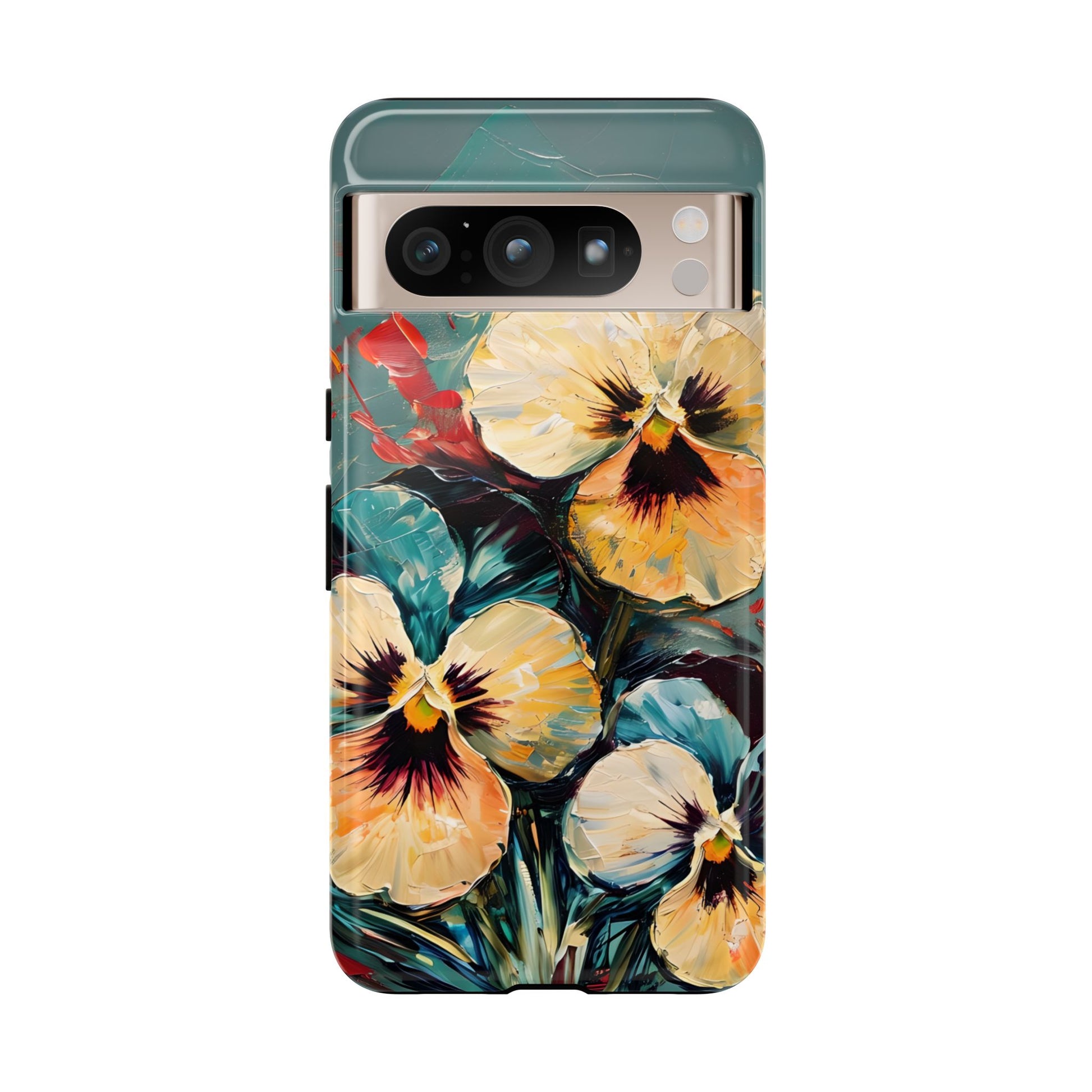 Golden Pansy Cascade Tough Case for Google Pixel 8 Pro - Floral Artistic Shockproof Cover, Elegant Protective Phone Case