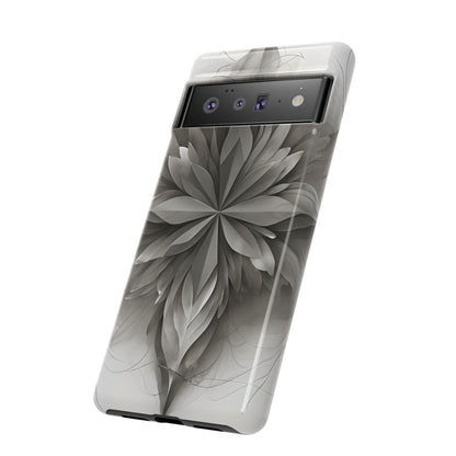 Silver Lotus - Elegant Monochrome Floral Google Pixel Tough Phone Case - Modern Lotus Design