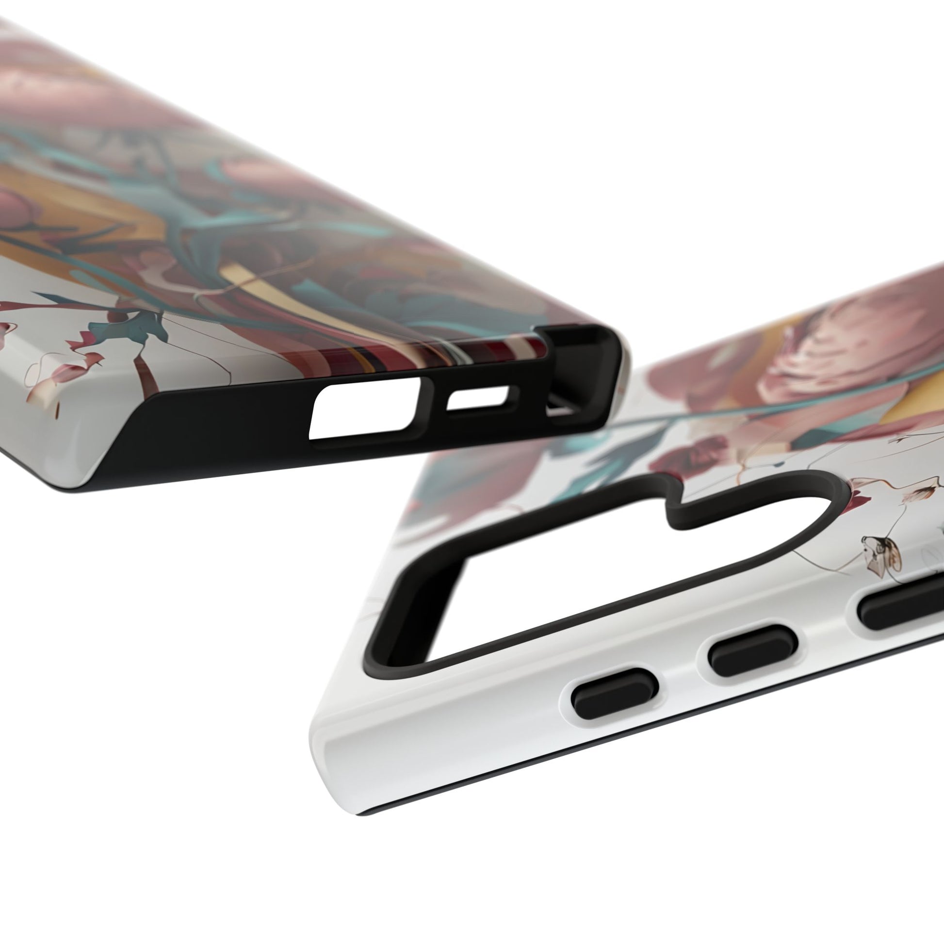 Blushing Peony Veil - Elegant Painterly Floral Samsung Galaxy S24 Ultra Tough Phone Case - Soft Blush & Teal Peony Design