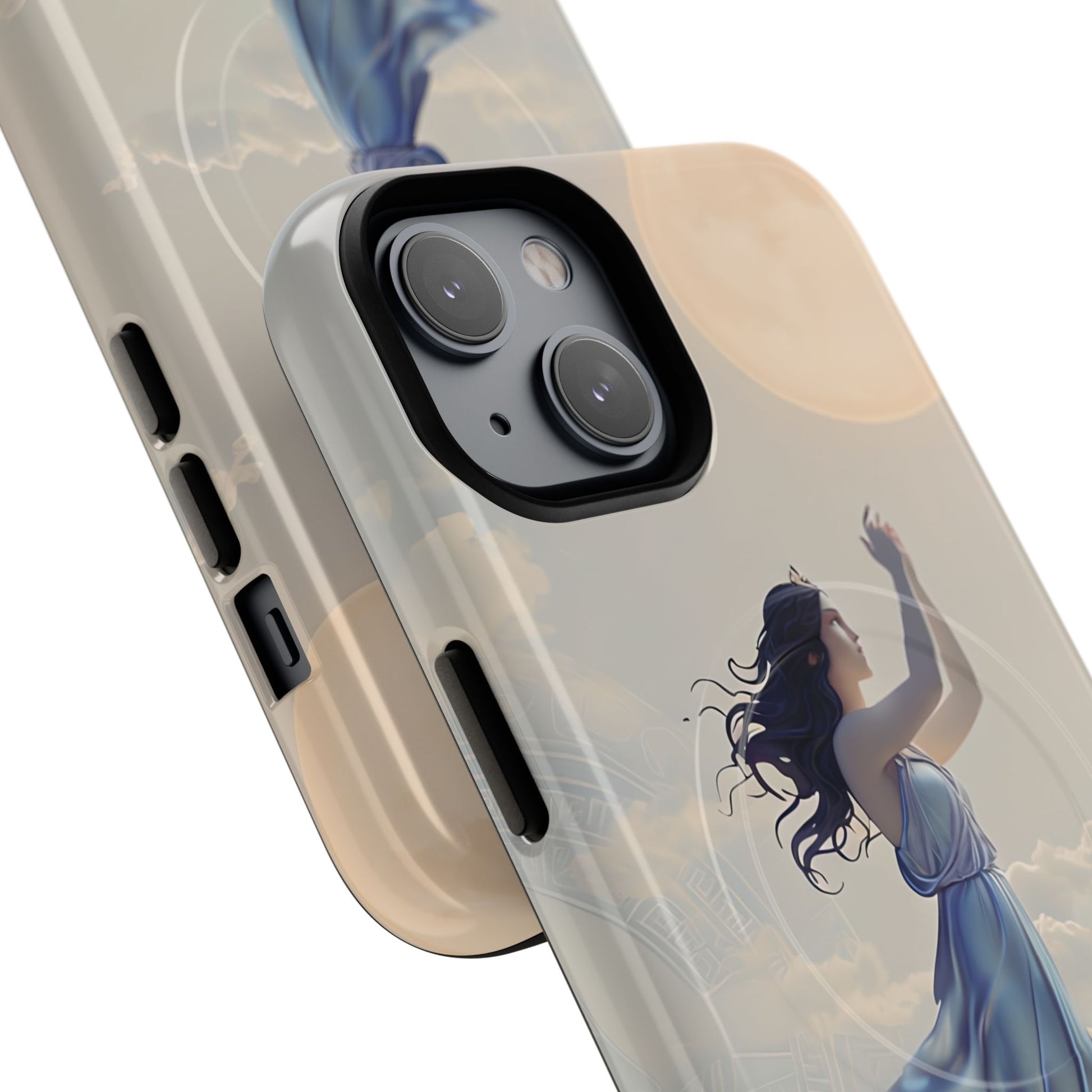 Moonlit Ascend - Ethereal Celestial Art iPhone 14 MagSafe Phone Case -Dreamy Night Sky & Floating Woman Design