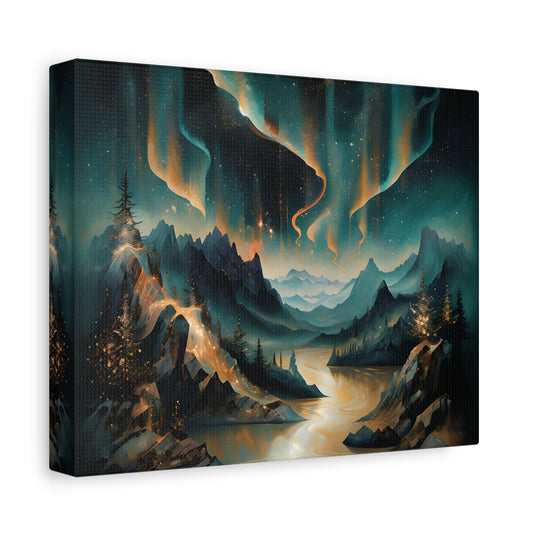 Aurora Dreamscape -Elegant Horizontal Wall Art Print - Northern Lights Canvas Print