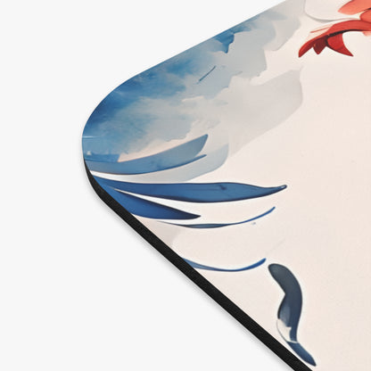Close-up of Crimson Plume mouse pad showing printed plume detail