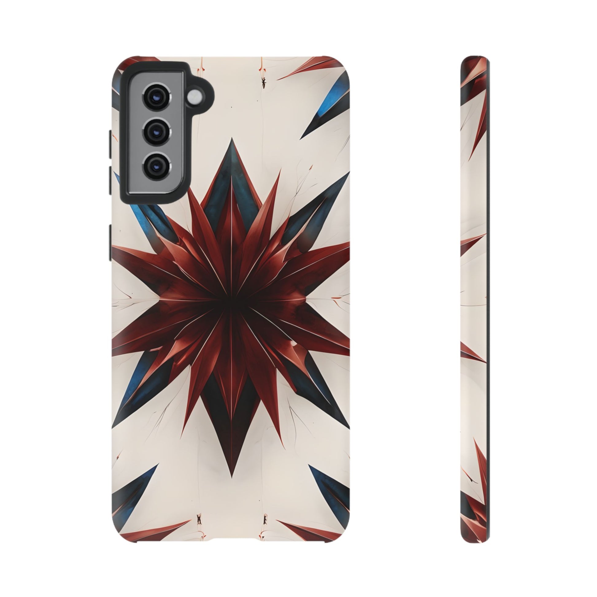 Garnet Starburst - Kaleidoscope Collection Gemstone Floral - Samsung Galaxy S21 Plus Tough Phone Case - Floral Burst Design