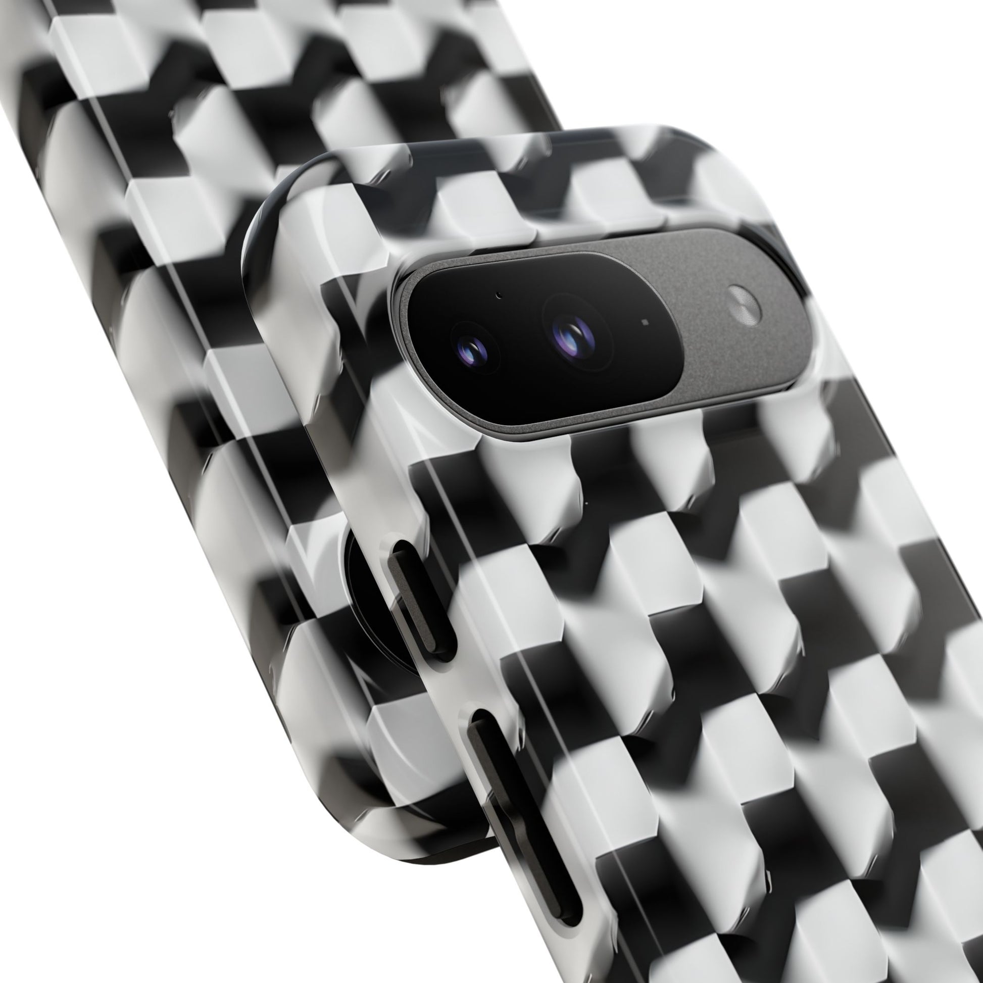 Monochrome Grid Tough Case for Google Pixel 9 - Classic Checkerboard, Black & White, Minimalist Trend