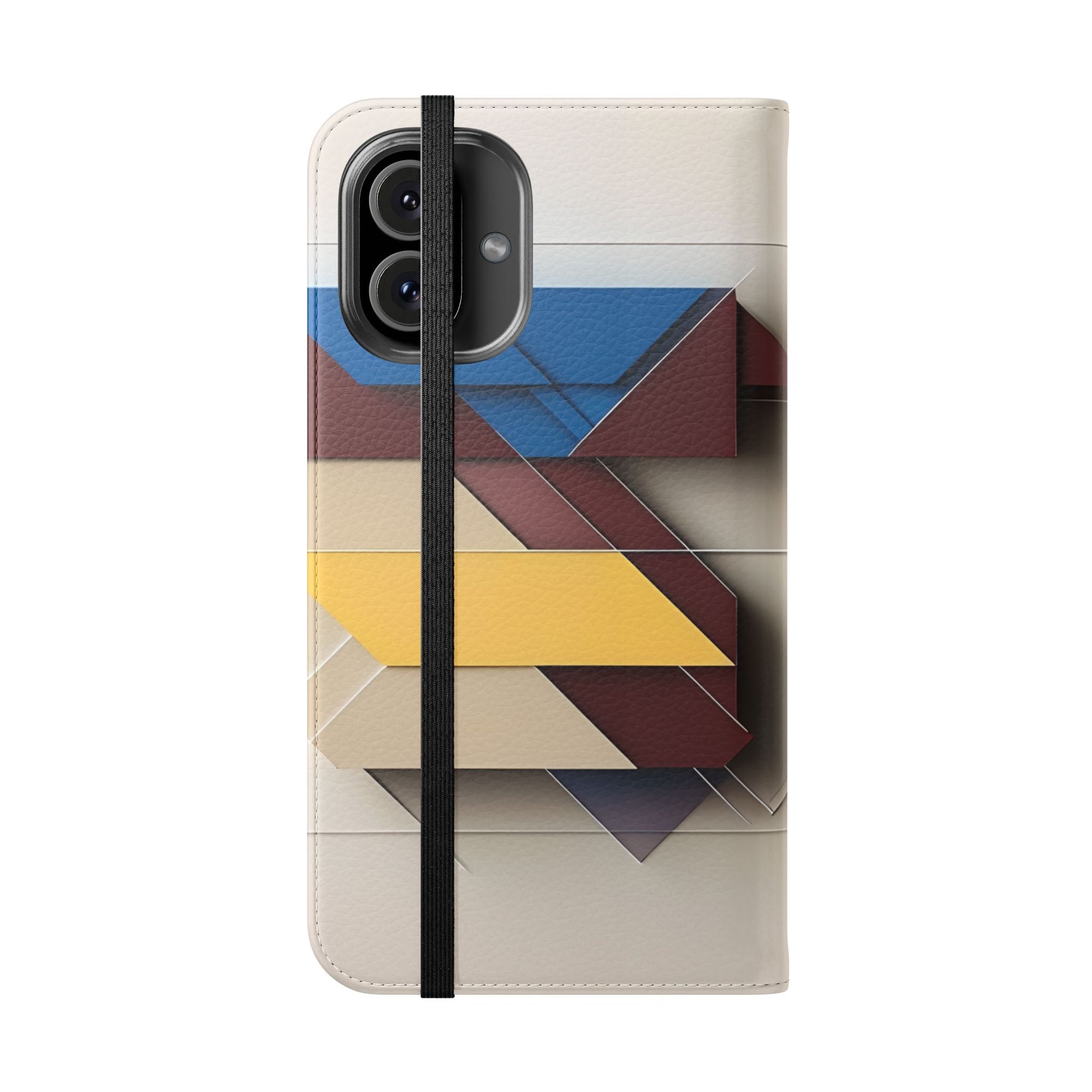 Chromatic Construct Wallet Phone Case - Modern Primary Color Design - Flip Cover for iPhone 16 Plus