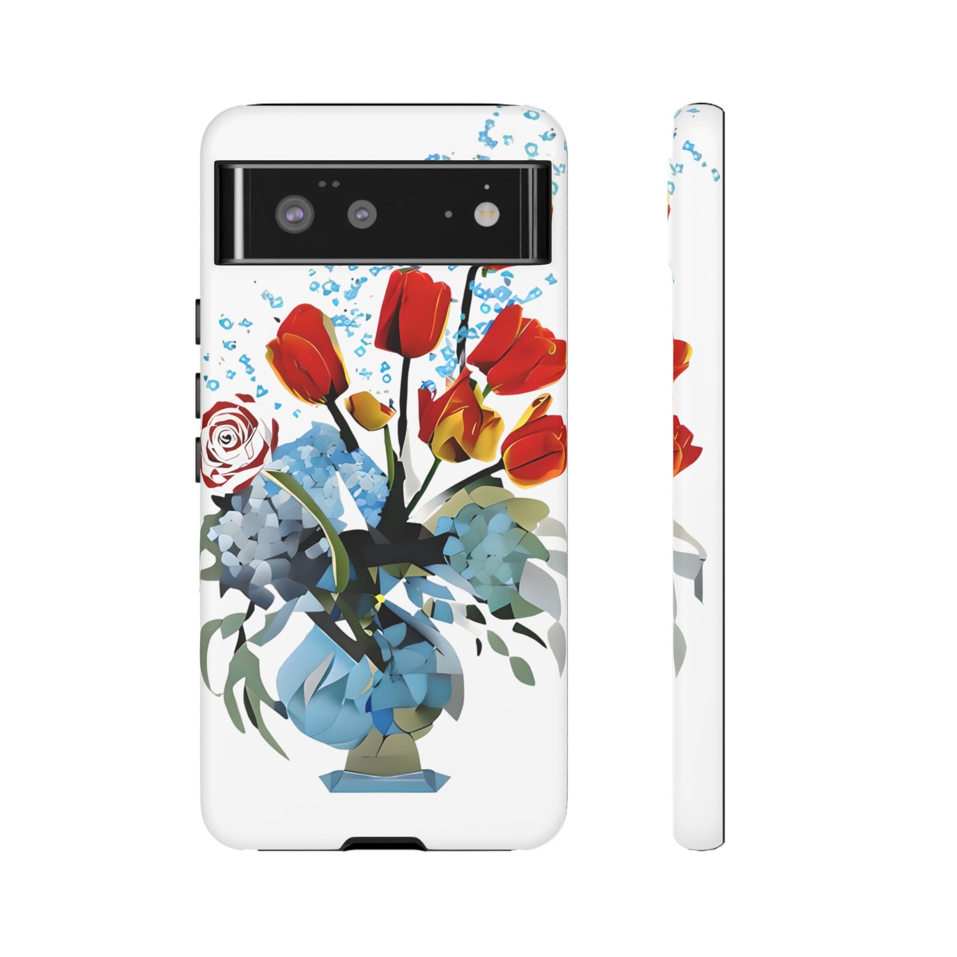 Bouquet Brilliance - Artistic Floral Google Pixel 6 Tough Phone Case - Vibrant Tulip, Rose & Hydrangea Design
