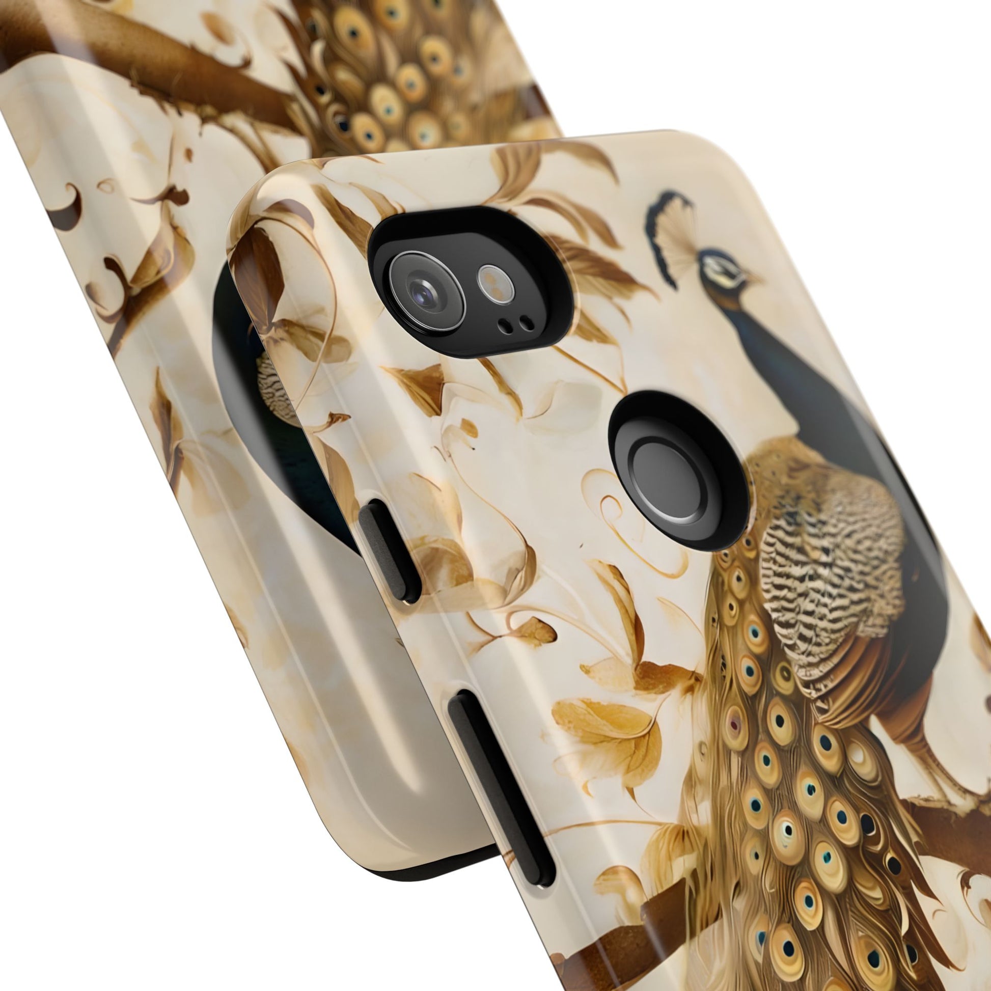 Golden Plumage - Luxe Peacock Art Google Pixel 2XL Phone Case - Elegant Gold & Cream Design