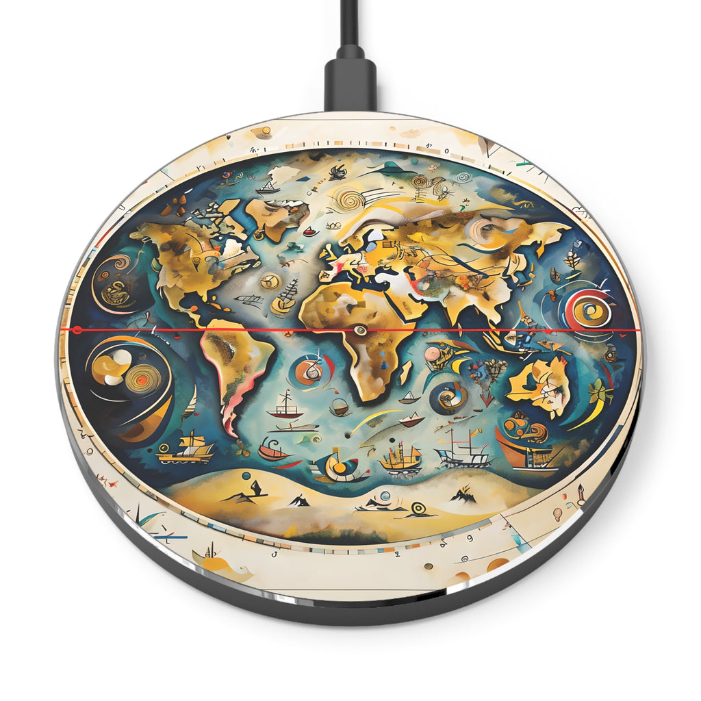 Celestial Map Qi Wireless Charger - 10W Fast Charging Pad for iPhone 15/16 - MagSafe Compatible Nautical Design