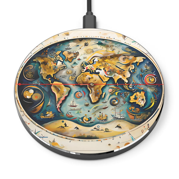 Celestial Map Qi Wireless Charger - 10W Fast Charging Pad for iPhone 15/16 - MagSafe Compatible Nautical Design