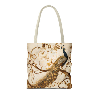 Golden Plumage Tote (16x16 & 18x18)- Elegant Cream and Gold Design, Reusable & Eco-Friendly