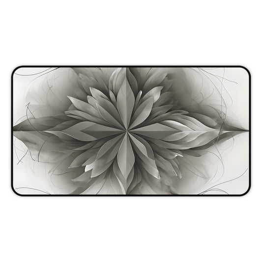 Silver Lotus desk mat featuring elegant gray lotus mandala artwork