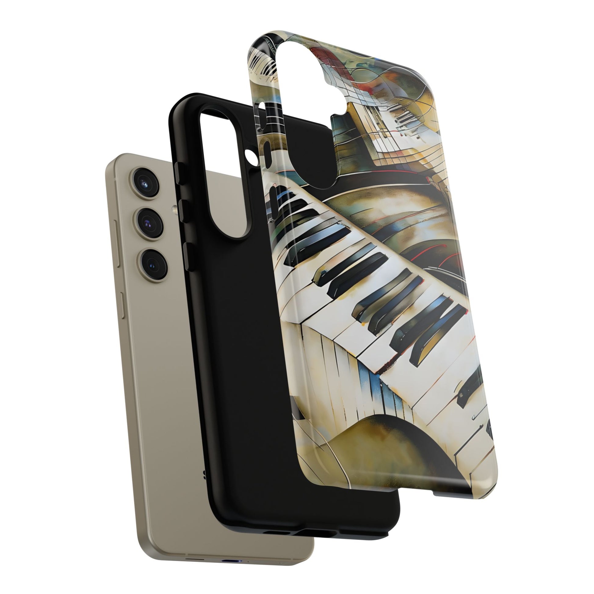 Ivory Cascade Abstract Keyboard Music Tough Case for Samsung Galaxy S24 Plus - Shockproof Phone Cover