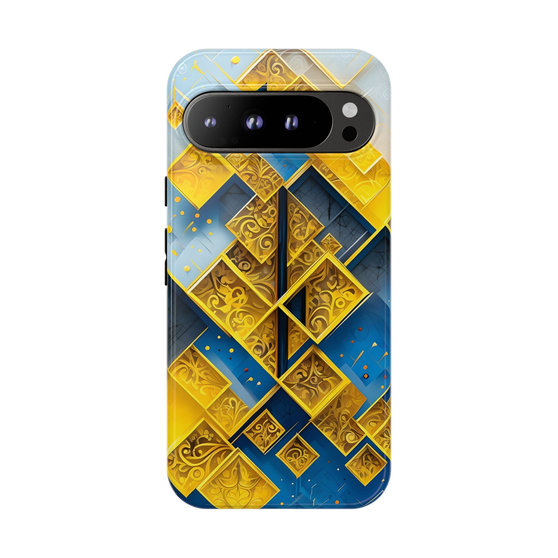 Golden Ascent Luxe Geometric Google Pixel 9 Pro XL Tough Case - Elegant Abstract Gold Design