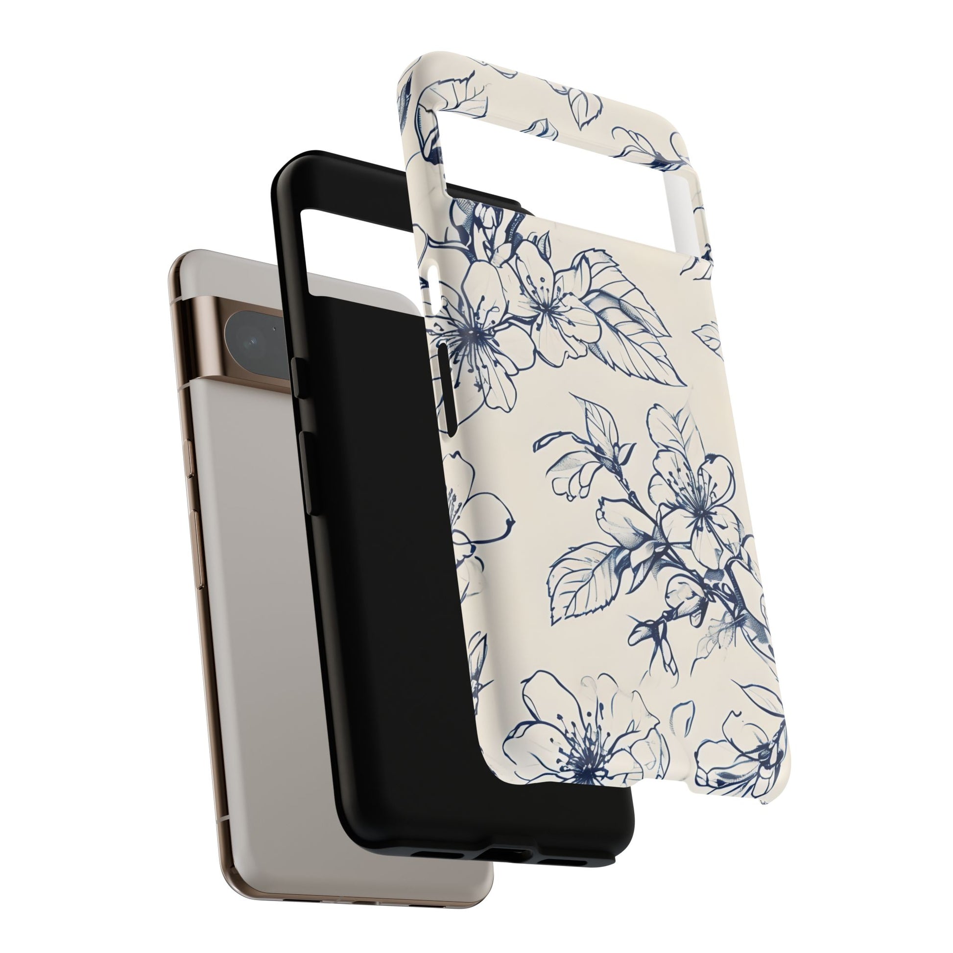 Blossom Sketch - Artistic Blue Floral Google Pixel 8 Pro - Tough Phone Case - Hand-Drawn Botanical Design