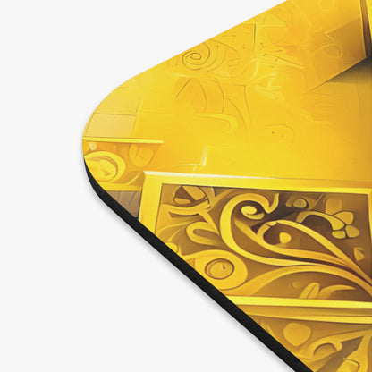 Close-up of Golden Ascent mouse pad showing printed geometric design detail