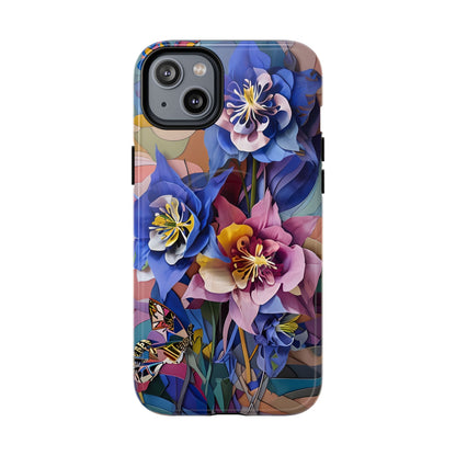 Blue Columbine Carnivale - Artistic Floral & Butterfly iPhone MagSafe Phone Case - Vibrant Botanical Design