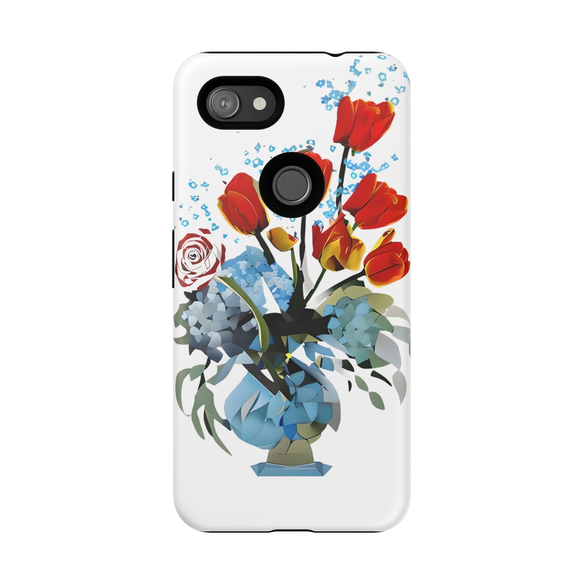 Bouquet Brilliance - Artistic Floral Google Pixel 3a XL Tough Phone Case - Vibrant Tulip, Rose & Hydrangea Design