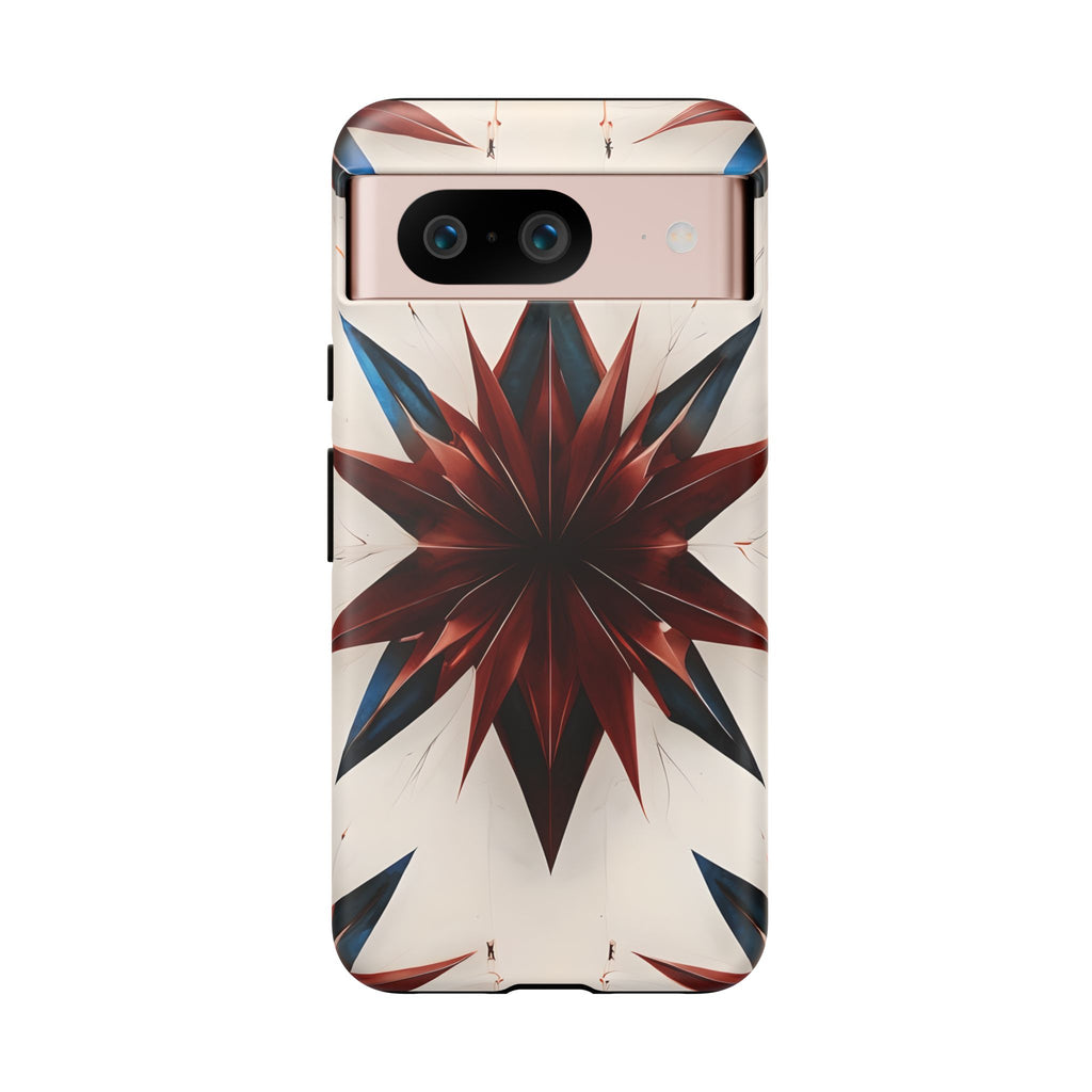 Garnet Starburst - Kaleidoscope Collection Gemstone Floral - Google Pixel 8 Tough Phone Case - Floral Burst Design