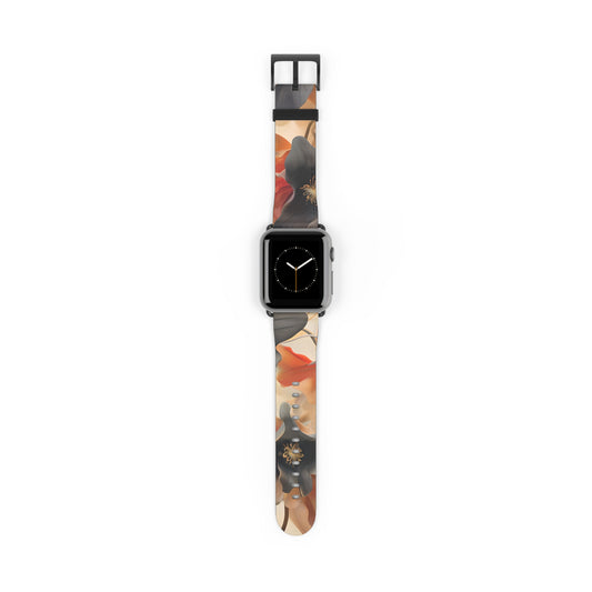 Autumn Ember Apple Watch Band - Burnt Orange Floral Strap - Fall Tech Accessory