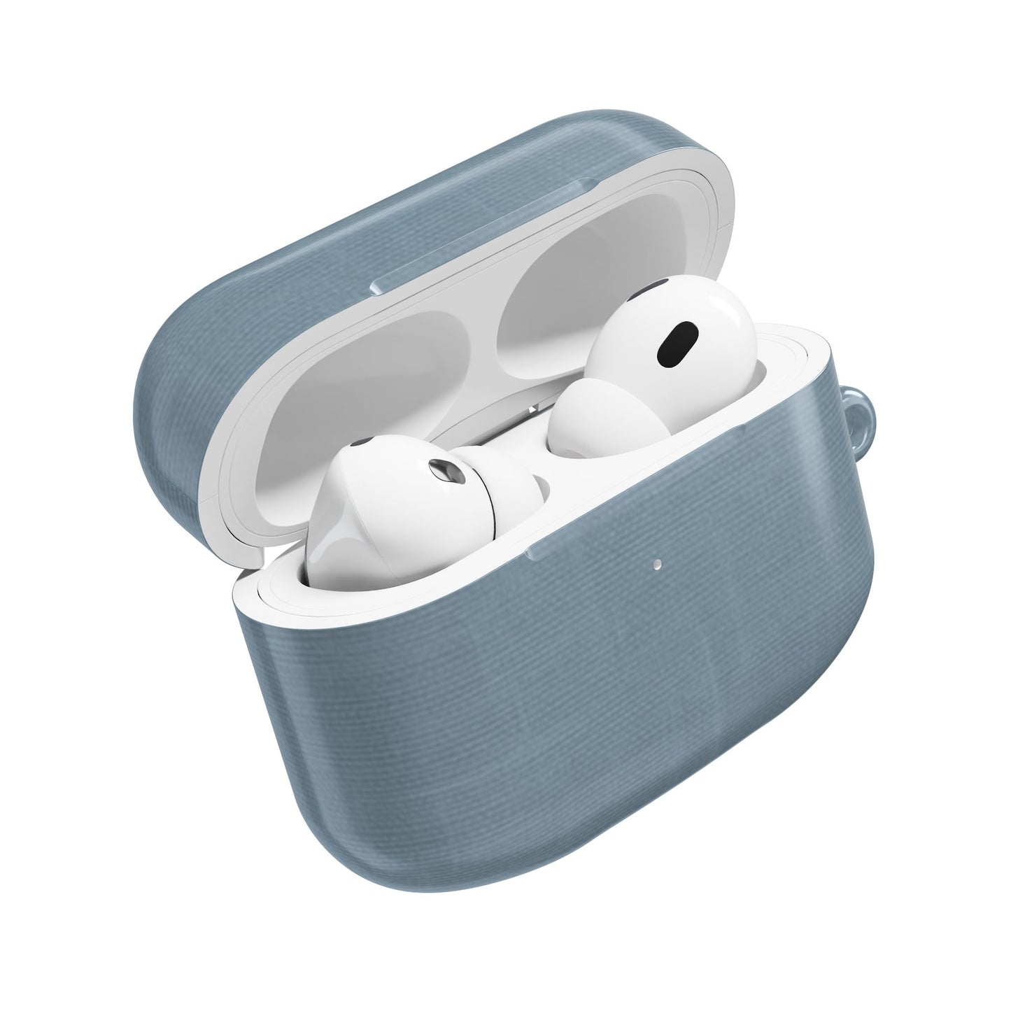 Blue Grey Linen AirPods Case - Minimalist Smooth Weave Texture Cover for Gen 1, 2, 3, Pro Gen 1 & 2