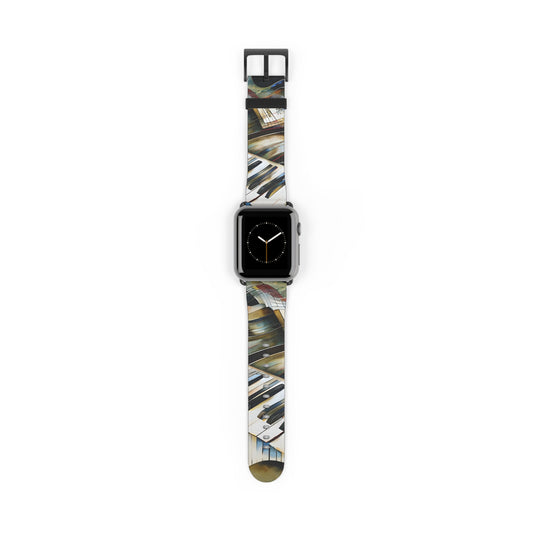 Ivory Cascade Apple Watch Band Strap - Artistic Piano Key Print Strap