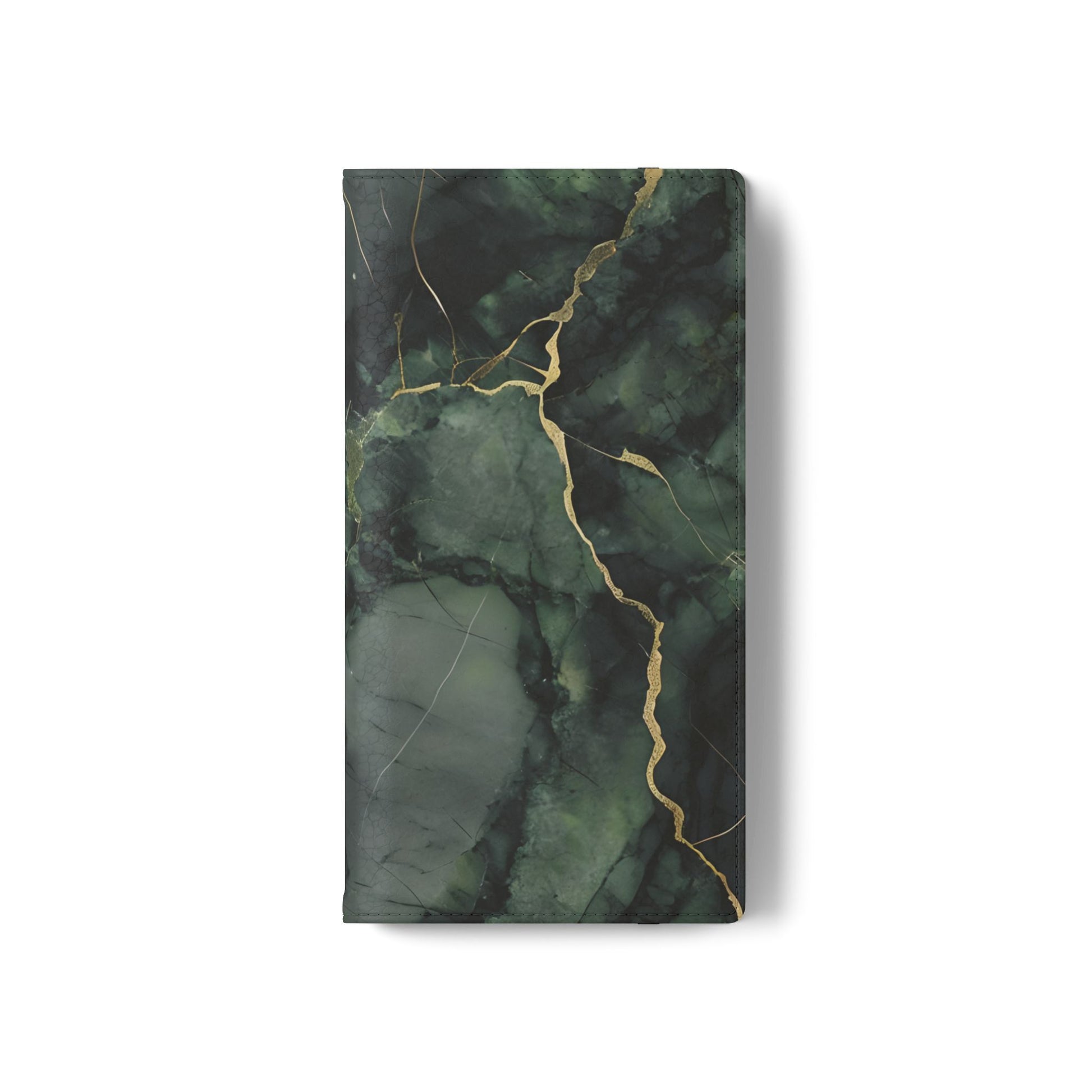 Verdant Vein - Flip Phone Case for Samsung Galaxy S22 Ultra - Green and Gold Marble Design