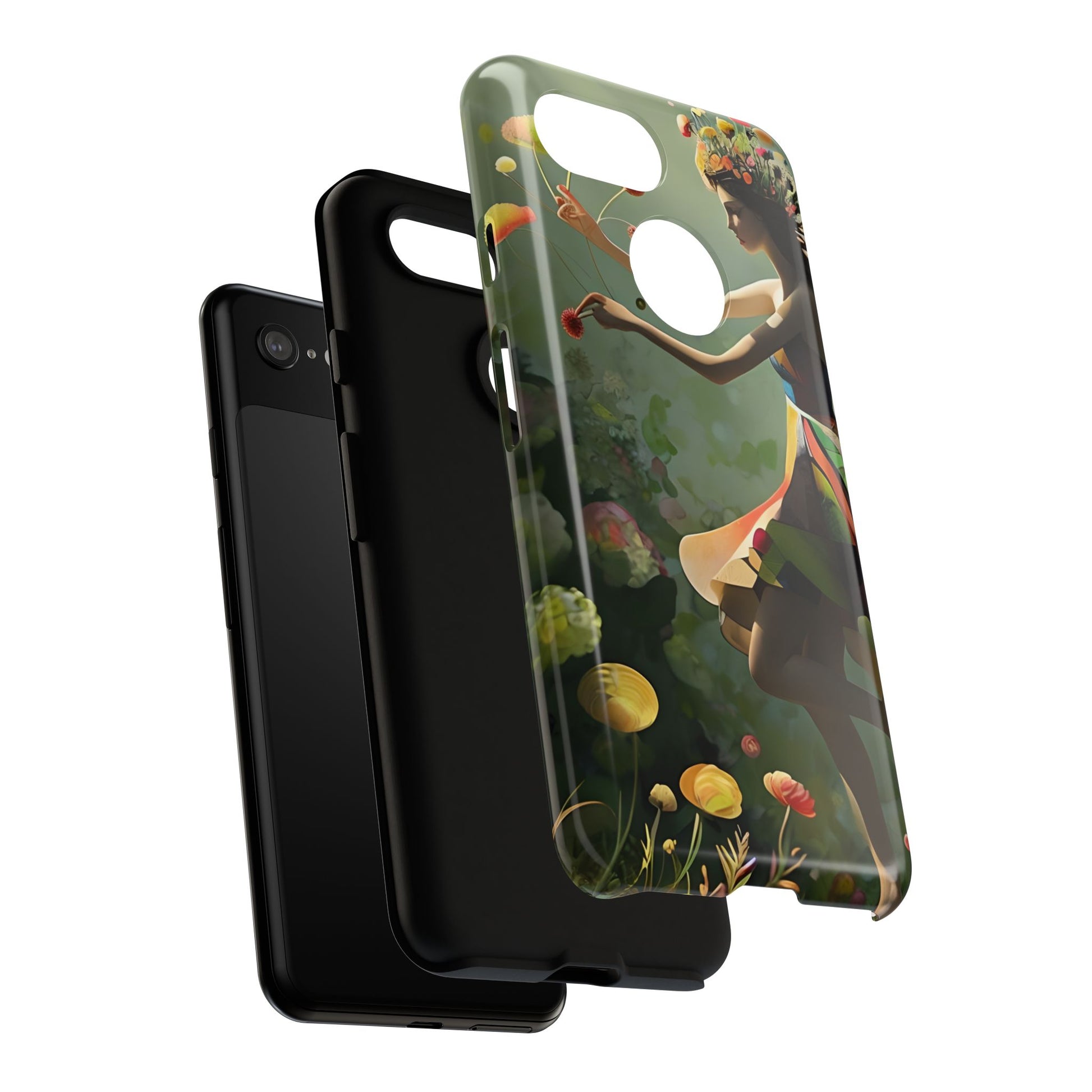 Dancing Wildflower Muse Google Pixel 3 Tough Case - Artistic Floral Fantasy Cover - Whimsical Nature-Inspired Protective Accessory