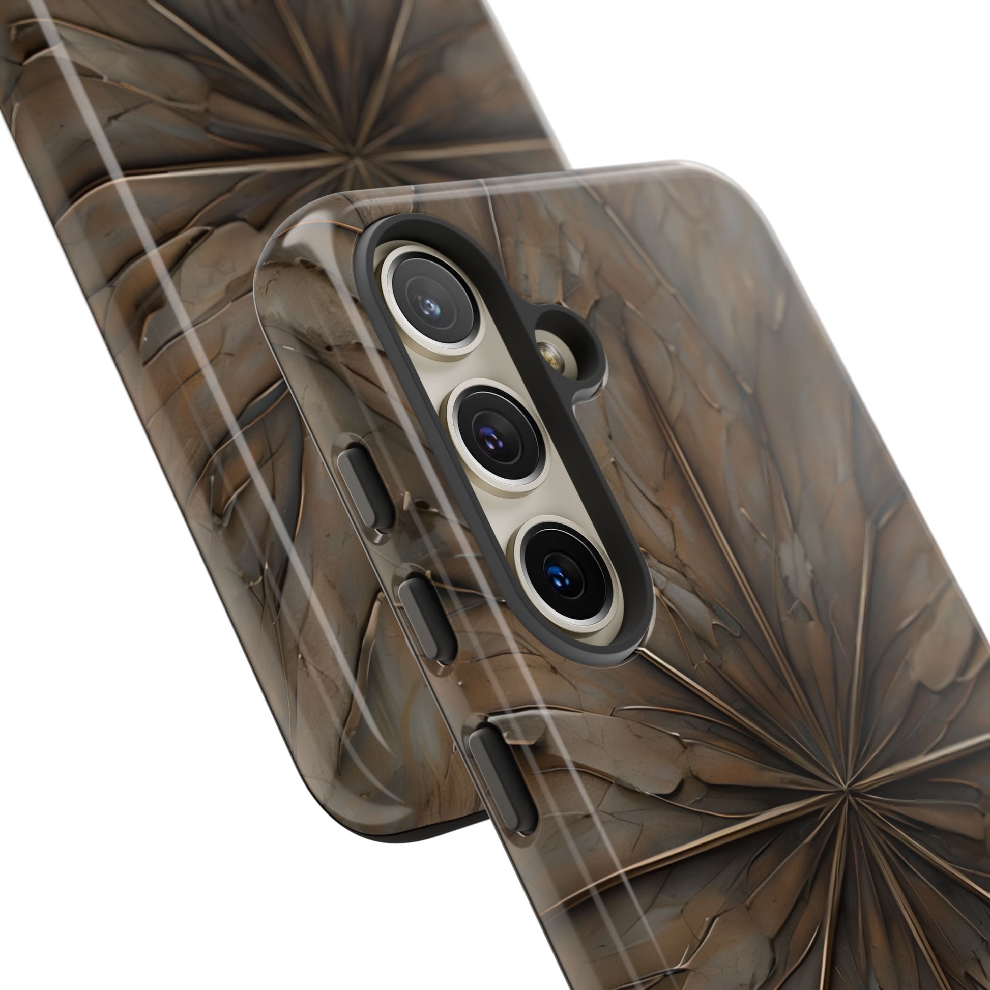 Earthstone Mandala - Kaleidoscope Collection Artistic Taupe Burst - Samsung Galaxy S24 Tough Phone Case